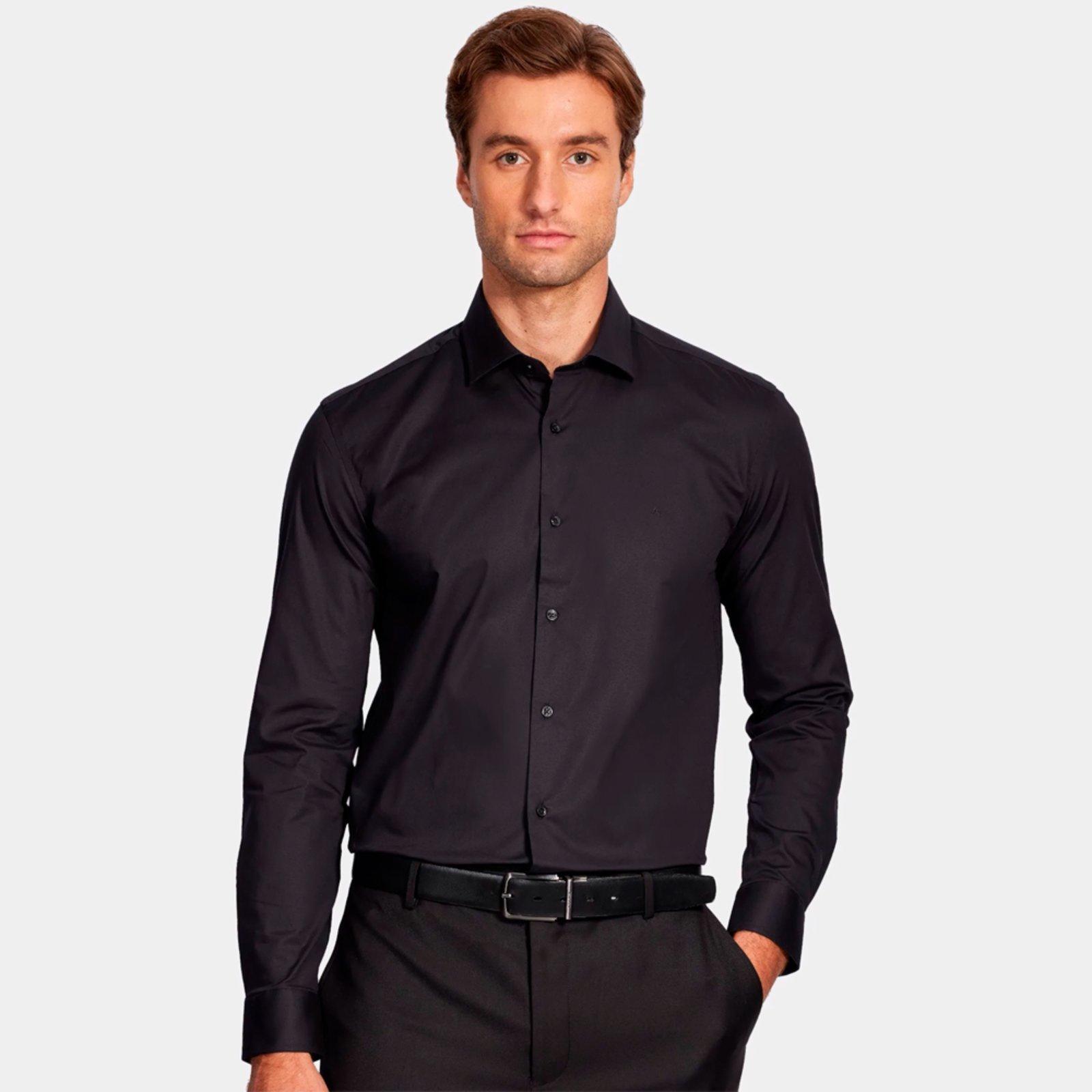 Camisa Aramis Slim Tricoline Stretch Pr26 Preto Masculino