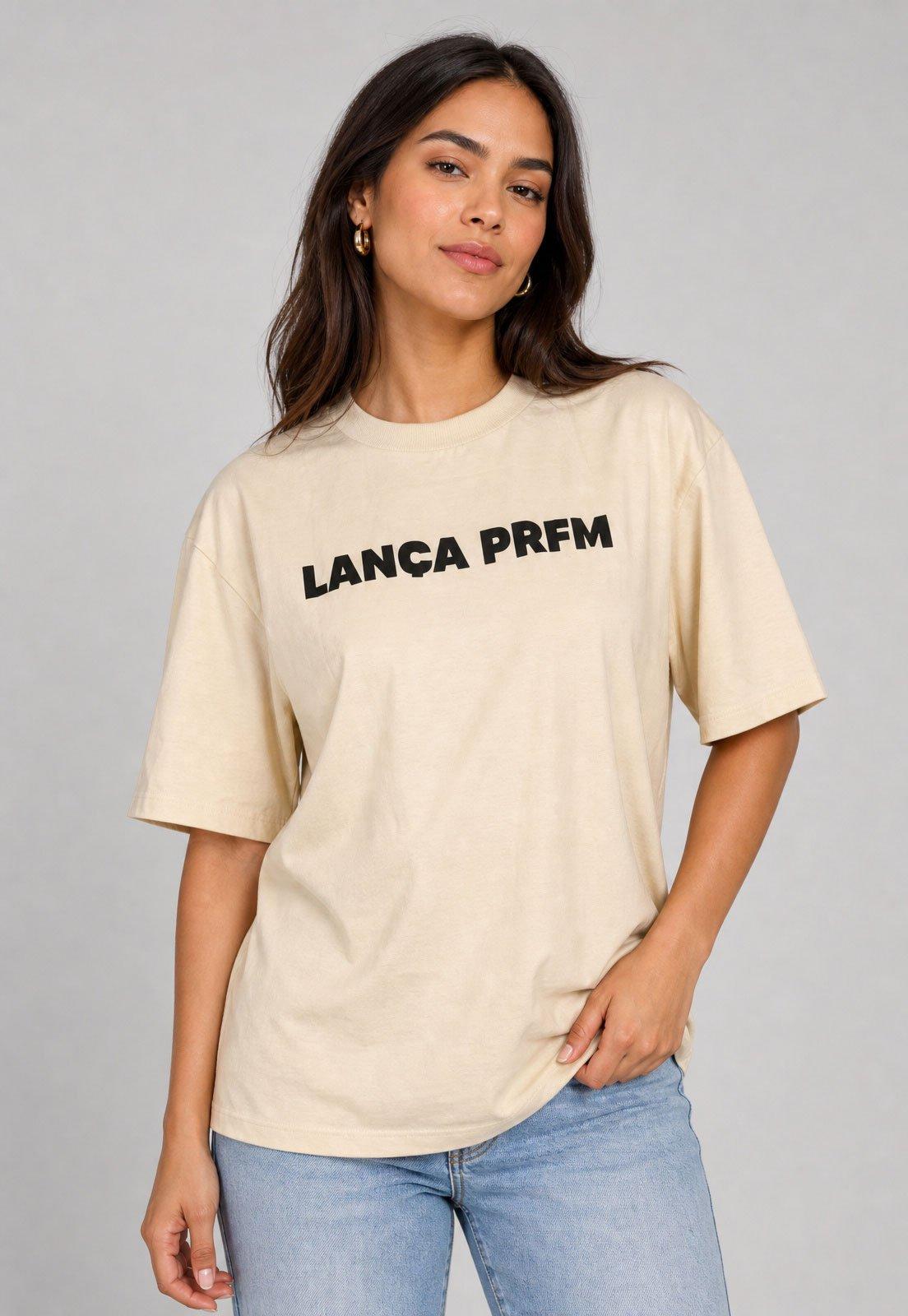 Camiseta Feminina Lança Perfume Logo Bege