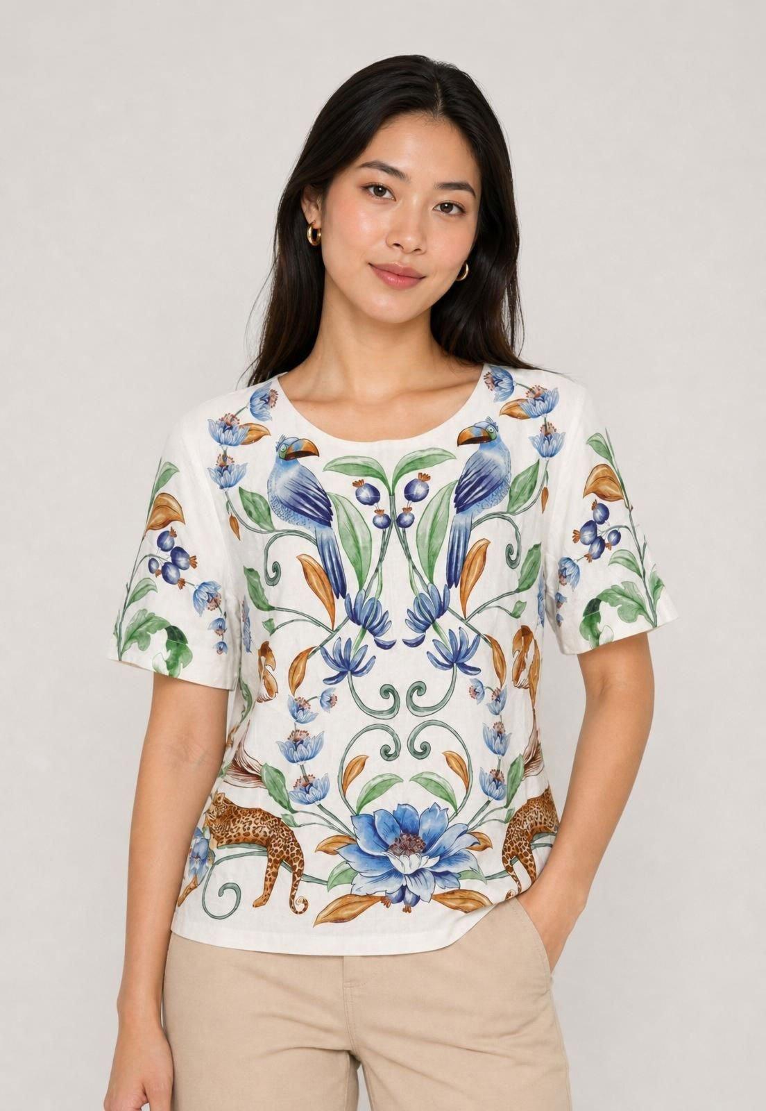 Blusa Feminina FARM Estampa Floral Branca