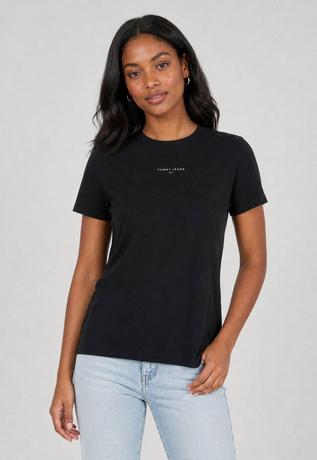 Camiseta Feminina Tommy Jeans Logo Preta