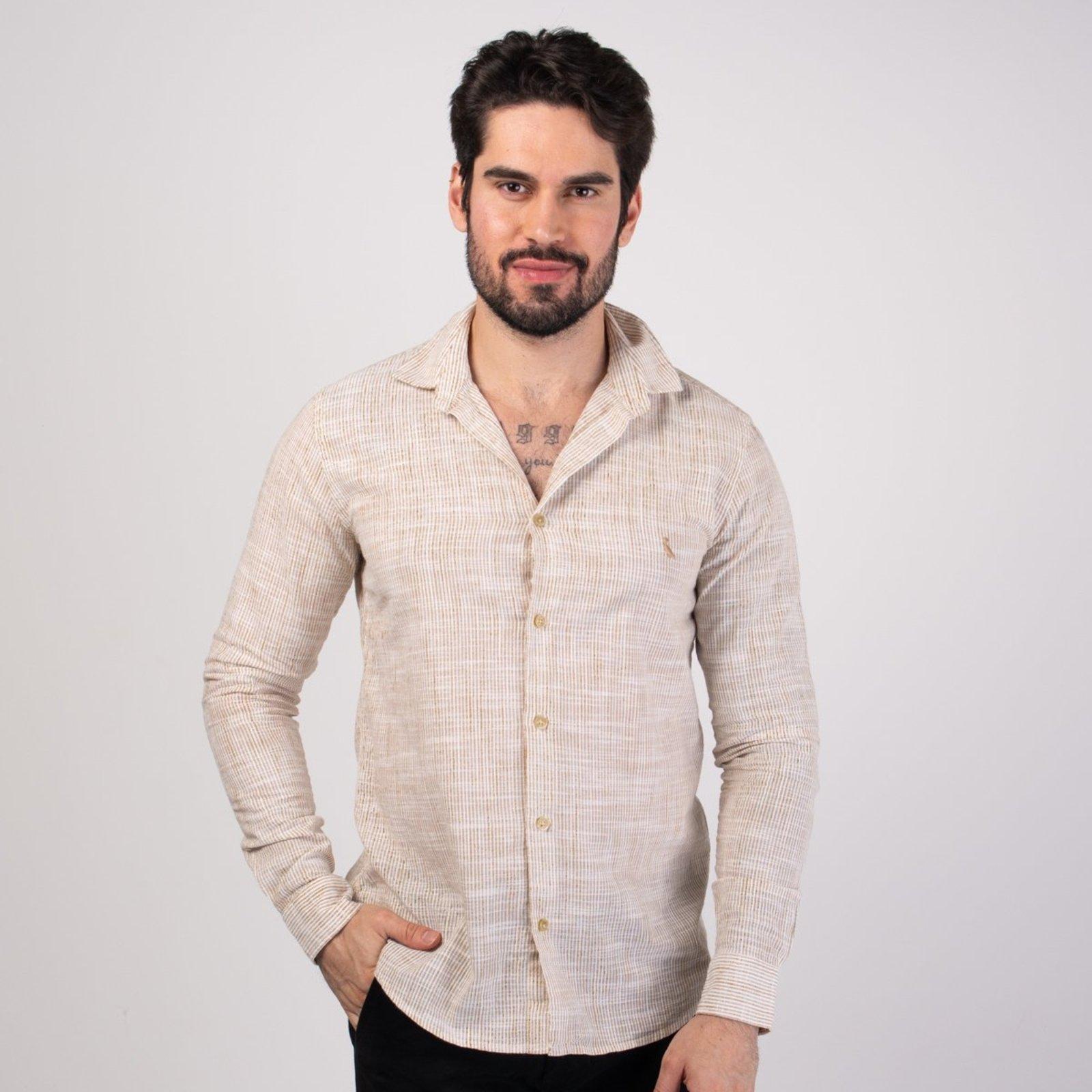 Camisa Reserva Listrada Bege