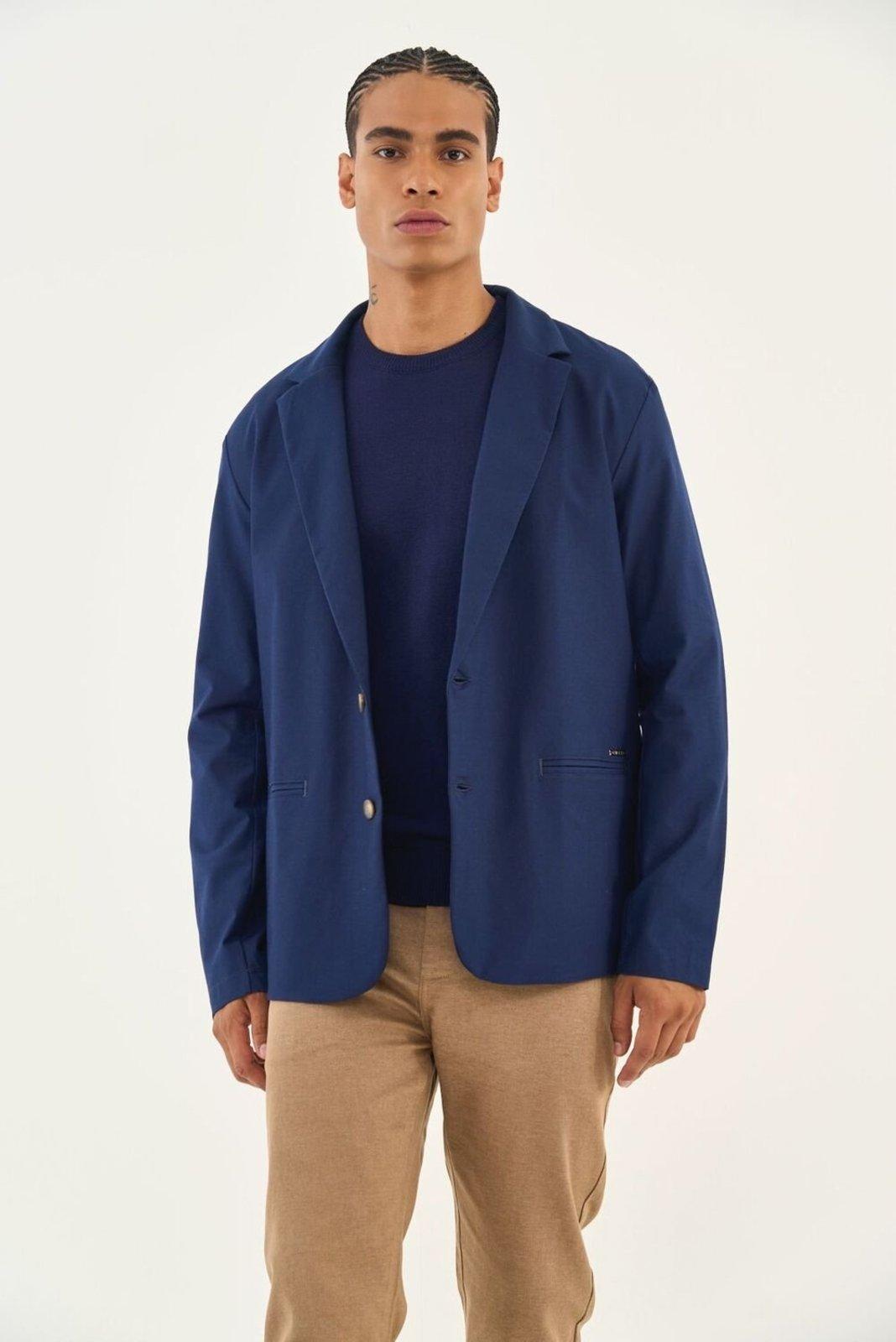 Blazer Reto Em Alfaiataria Colcci Azul Darkness