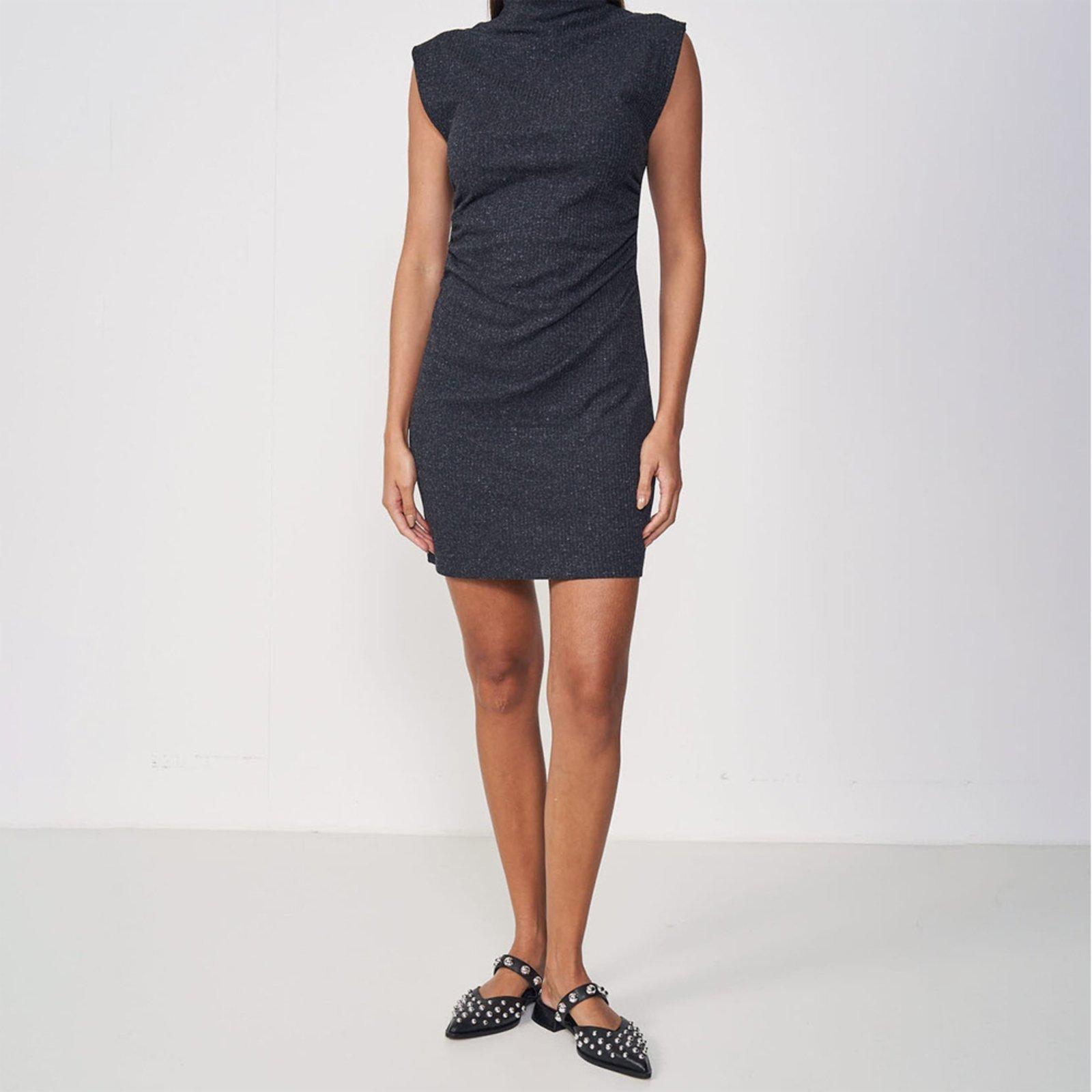 Vestido Curto Linho Colcci Canelada In25 Preto Feminino