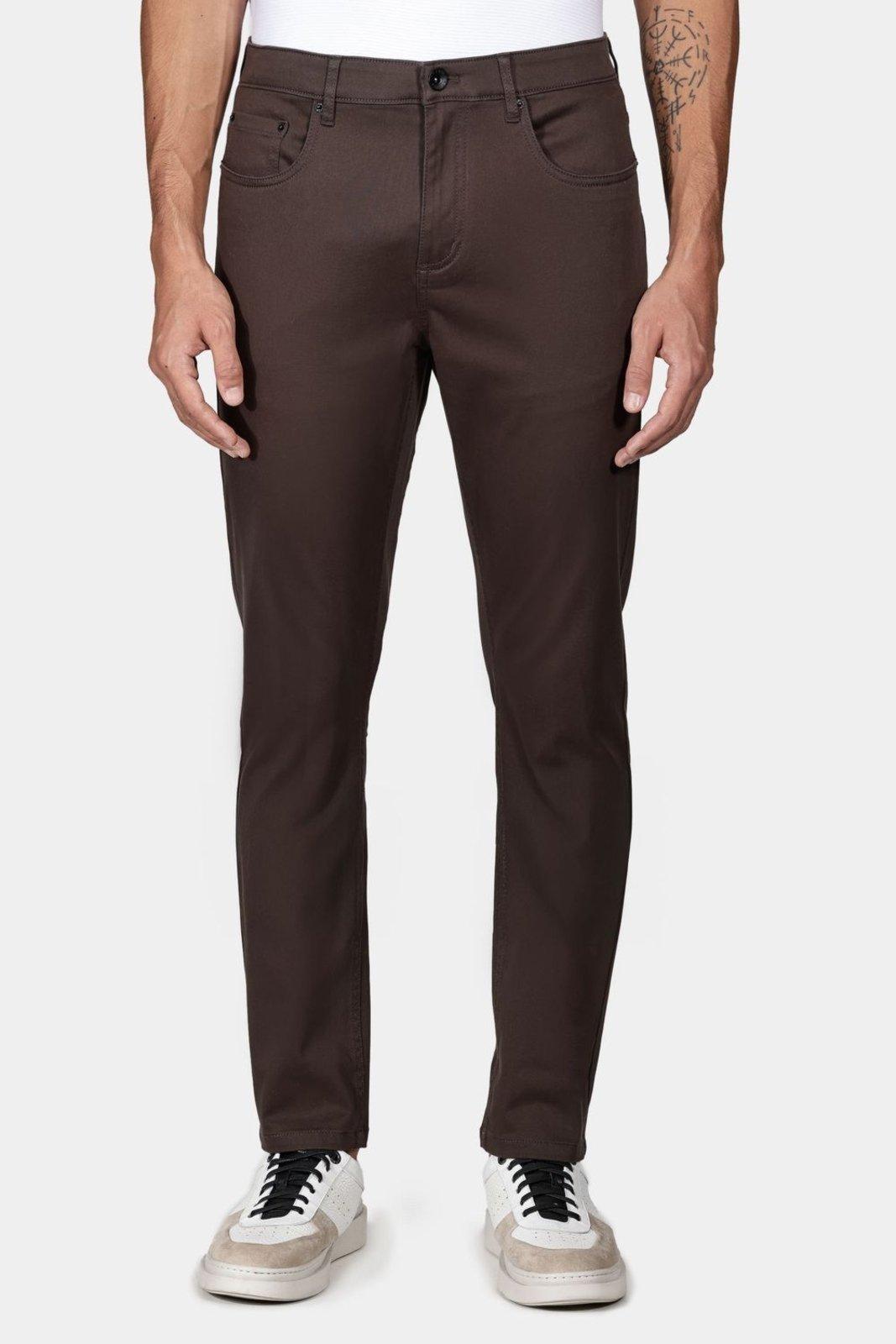Calça Aramis 5 Pockets Slim Color Comfort Café