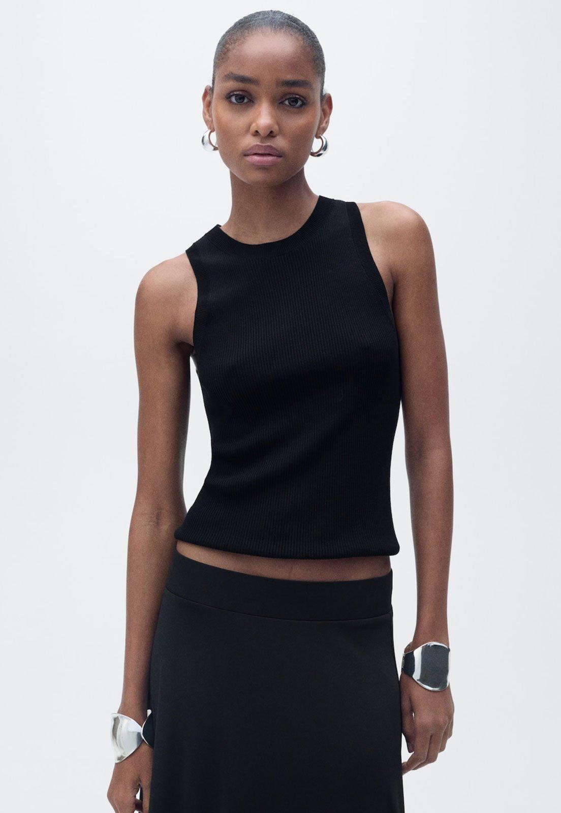 Regata Tricot Mango Ajustada Karl Preta
