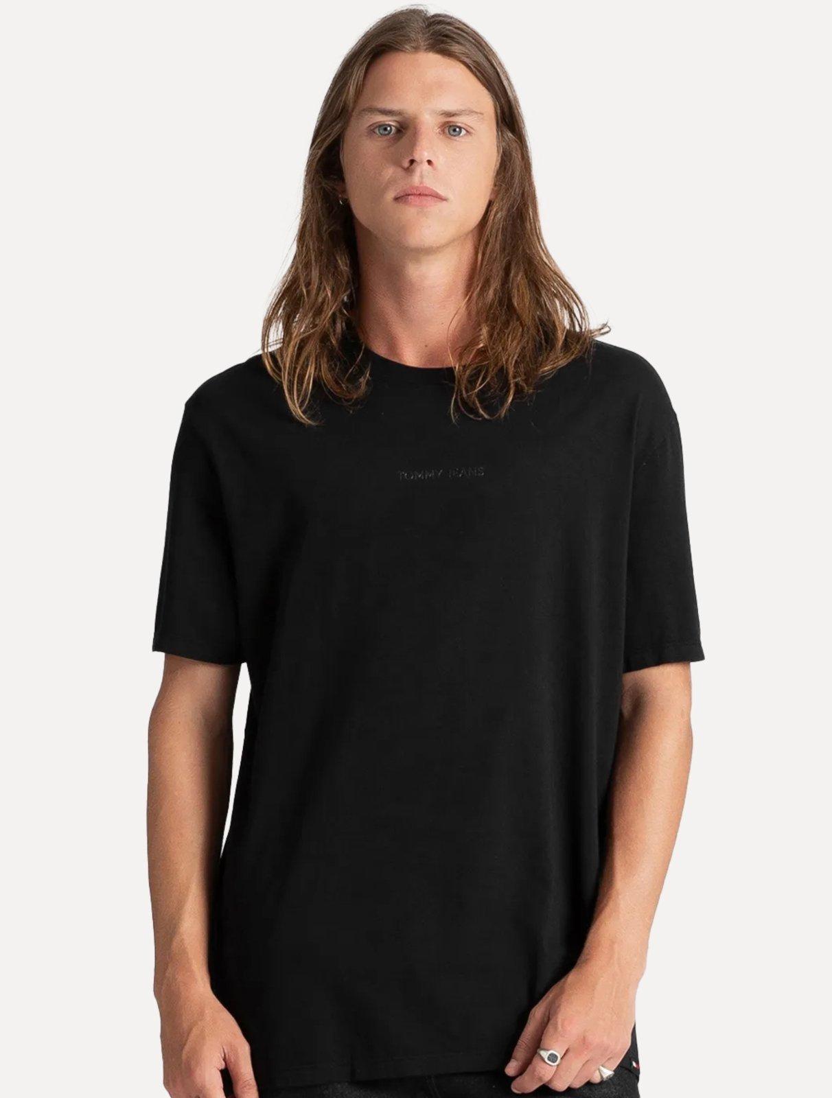 Camiseta Tommy Jeans Masculina Linear Gel Preto