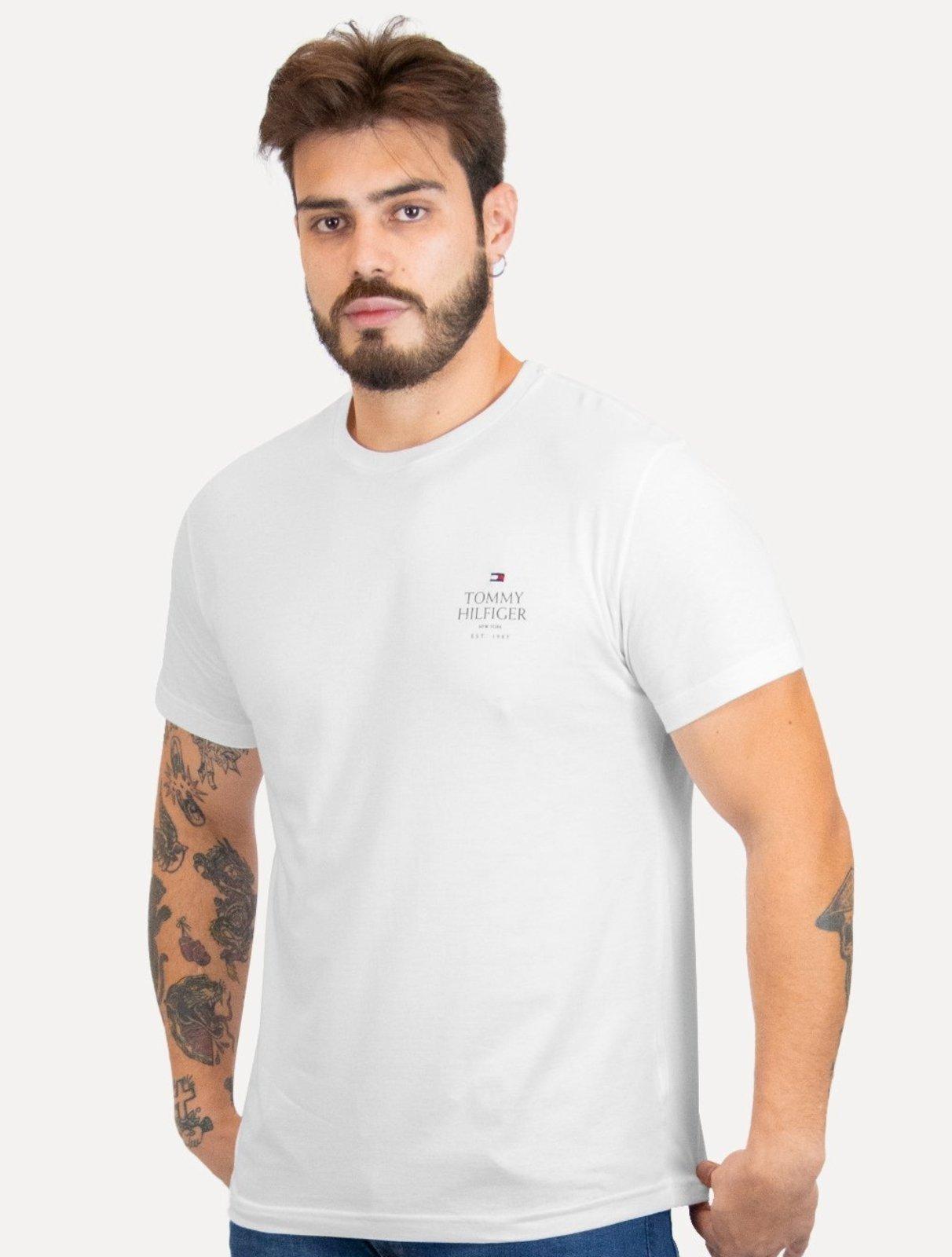 Camiseta Tommy Hilfiger Masculina Stack Brand Love Branca