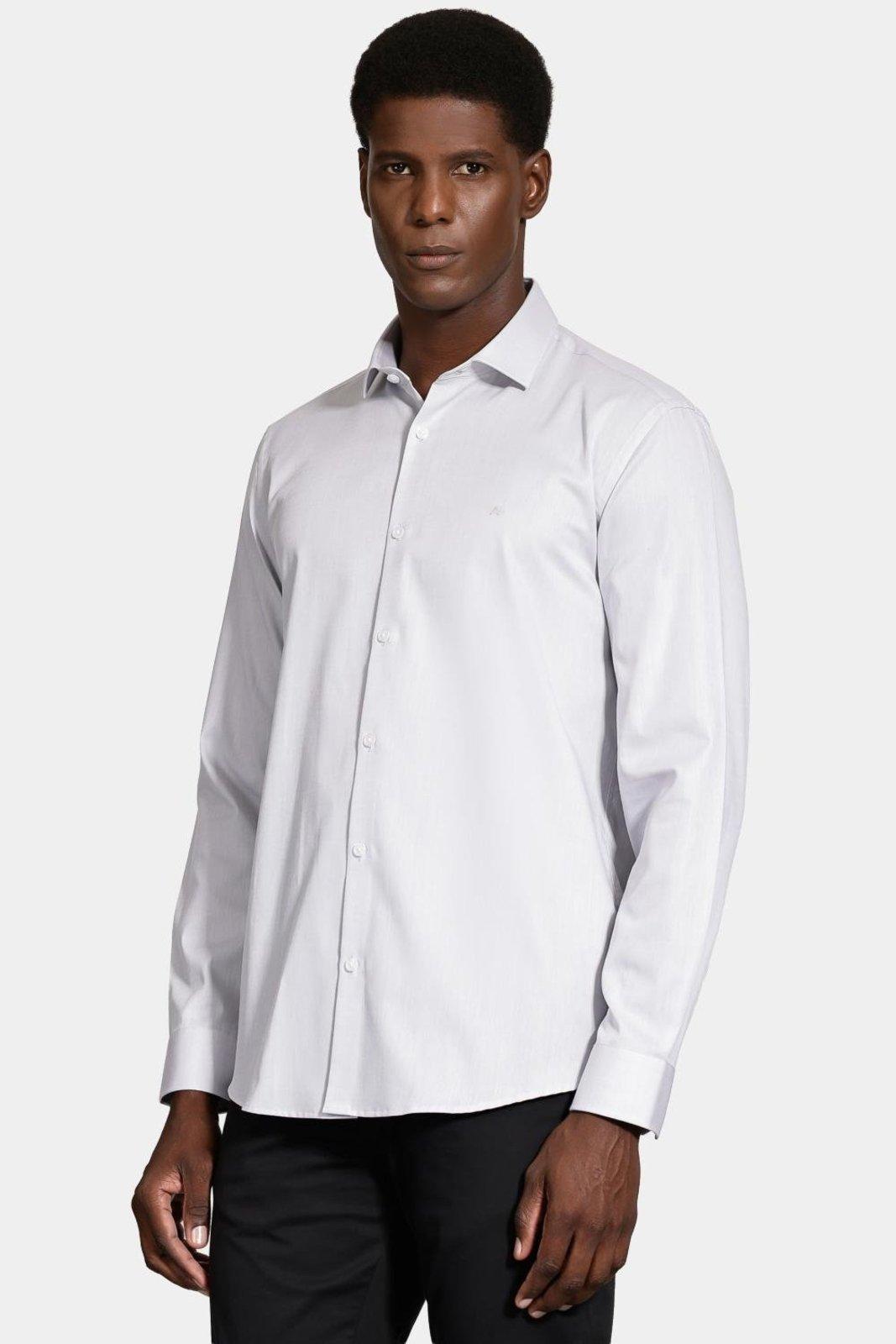 Camisa Aramis Manga Longa Regular Tricoline Maquineta Cinza