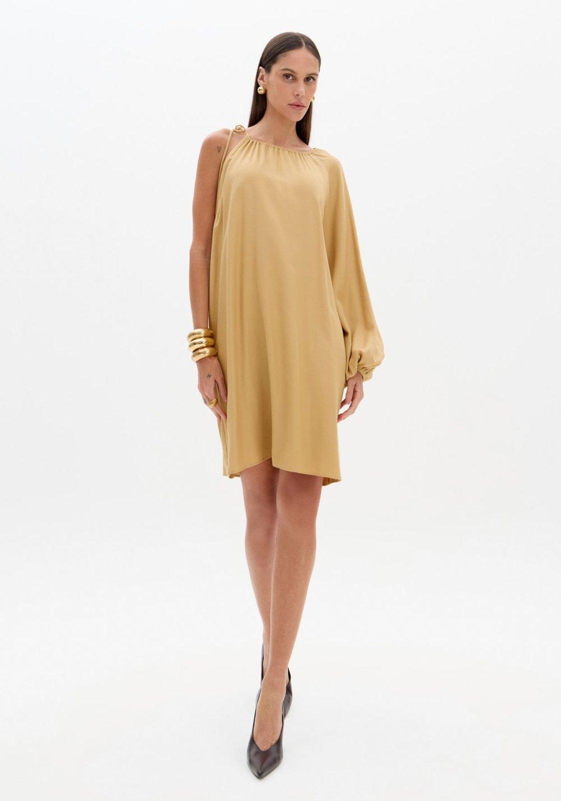 Vestido Curto Com Manga Longa Única Lança Perfume