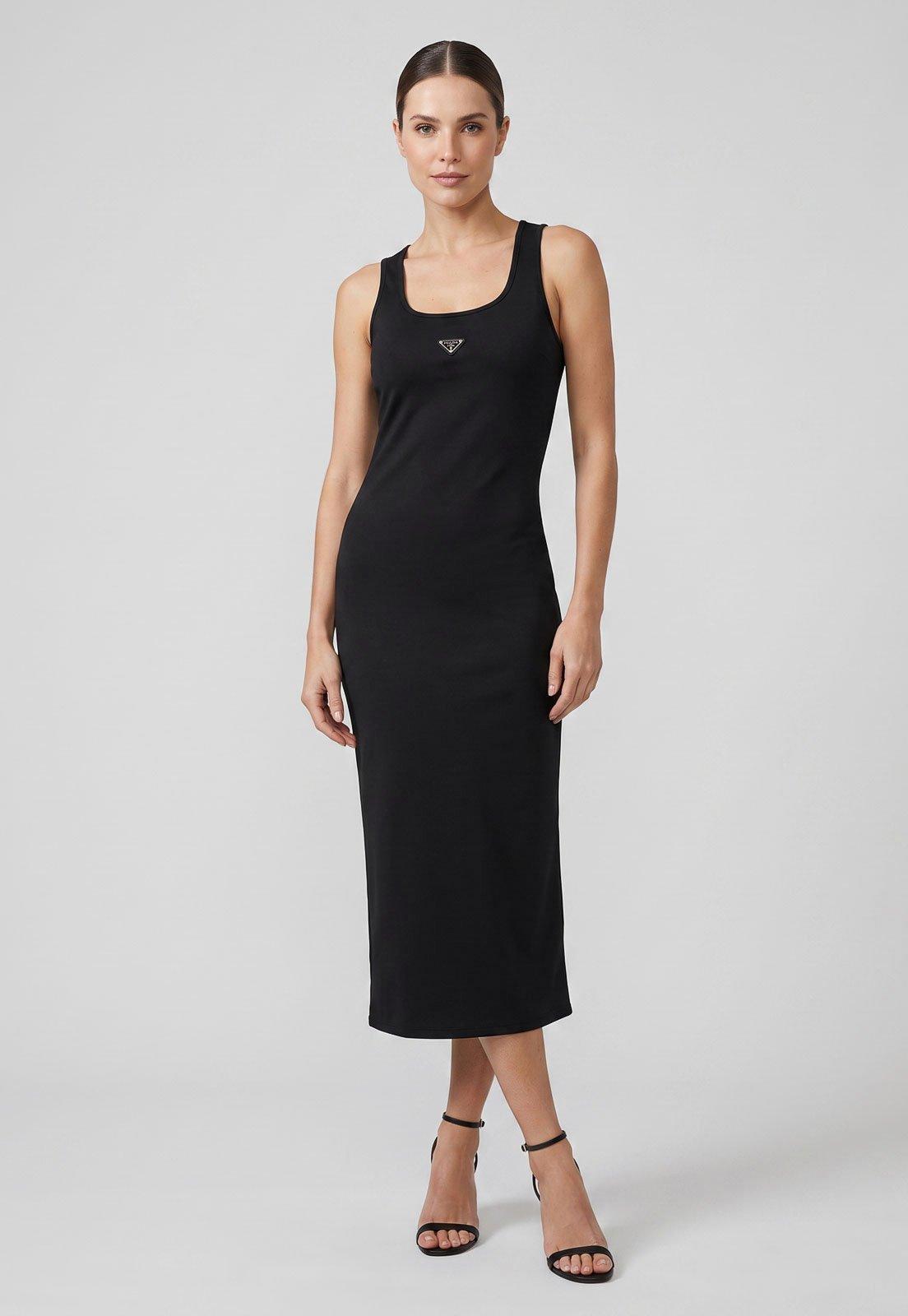 Vestido Feminino Lança Perfume Midi Logo Preto