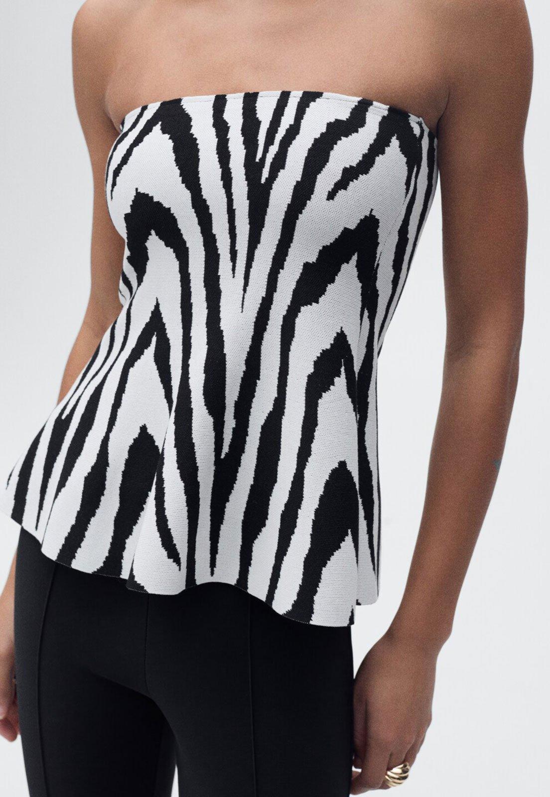 Blusa Tricot Mango Acinturada Marti Off-White