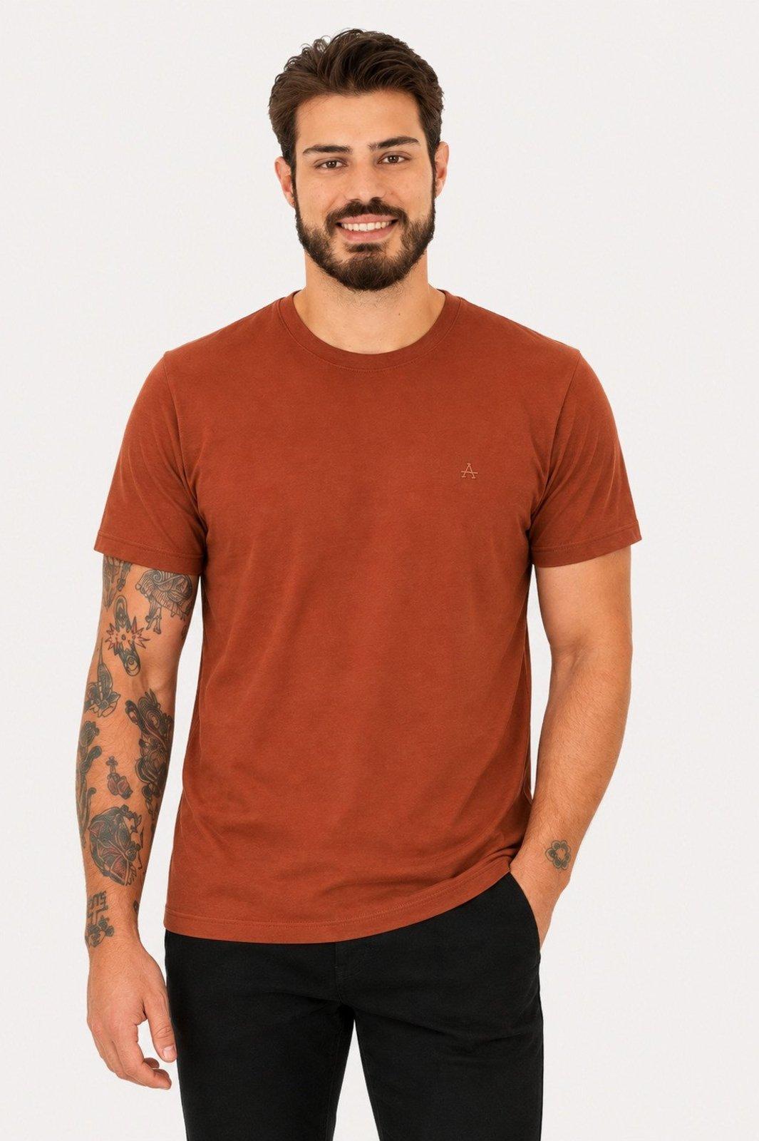Camiseta Aramis Masculina Basic Lisa Mono Icon Laranja Escuro