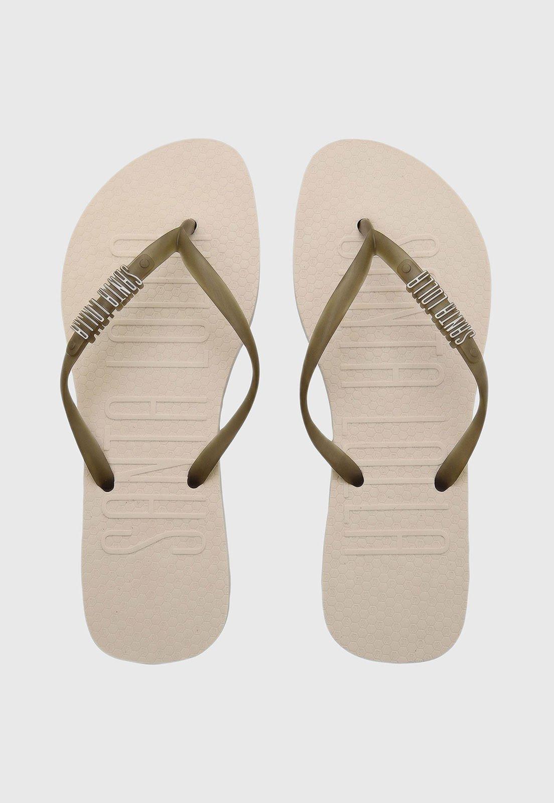 Chinelo Feminino Santa Lolla Tiras Bege