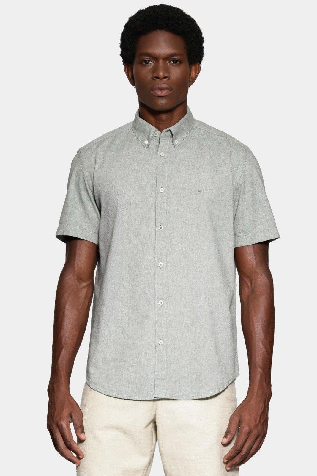 Camisa Aramis Manga Curta Slim Oxford Planalto Verde Folha