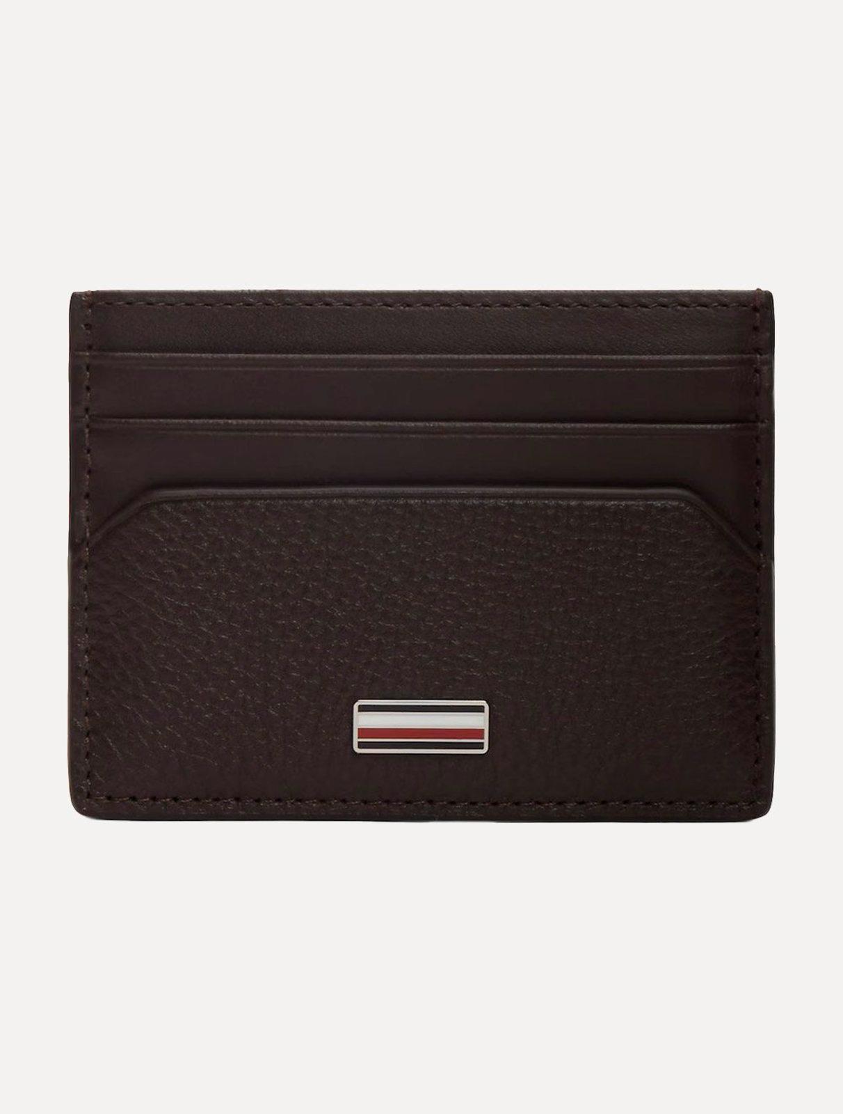 Carteira Tommy Hilfiger Porta Cartão Logo Centarl CC Holder Marrom
