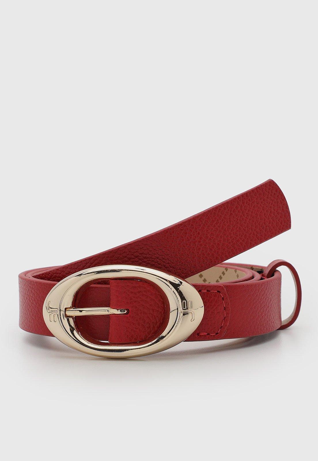 Cinto Jorge Bischoff Couro Fivela Oval Vermelho