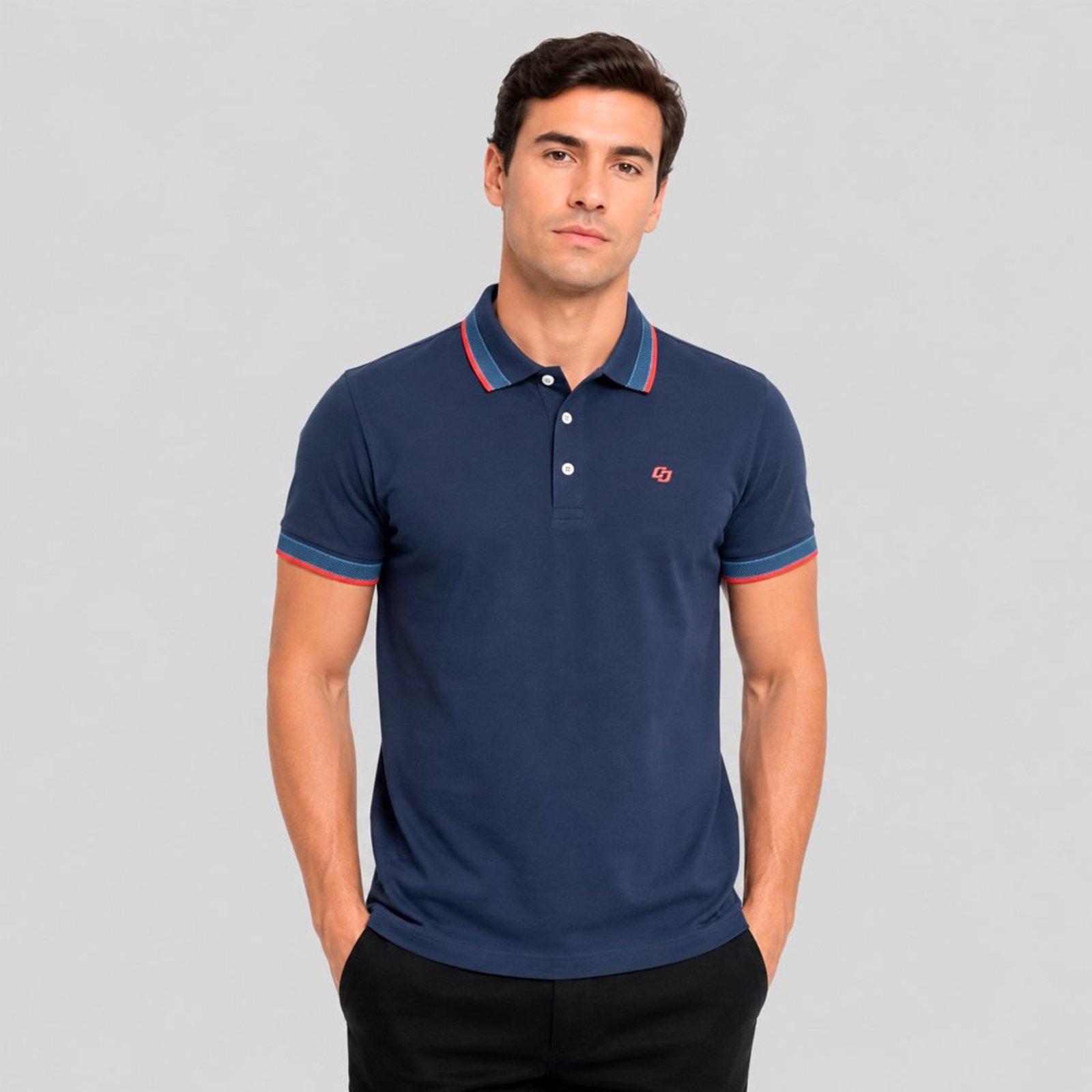 Camisa Polo Colcci Faixa Iconic Pr27 Marinho Masculino