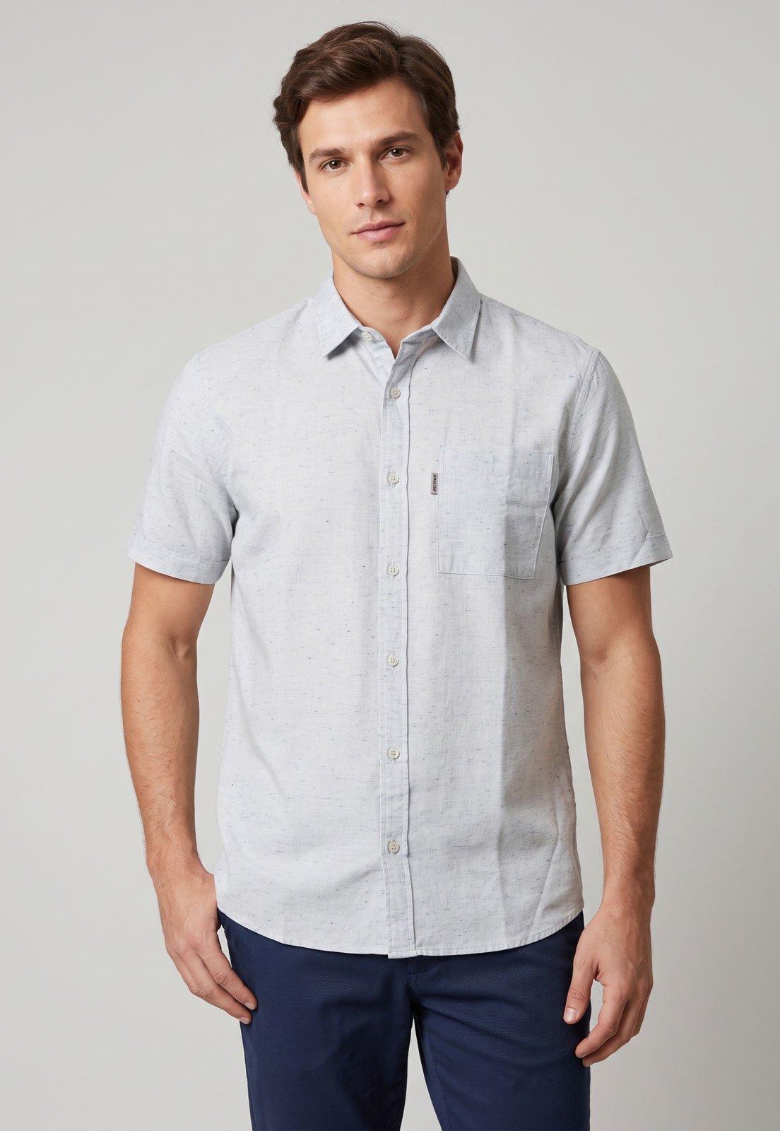 Camisa Masculina John John Manga Curta Cinza