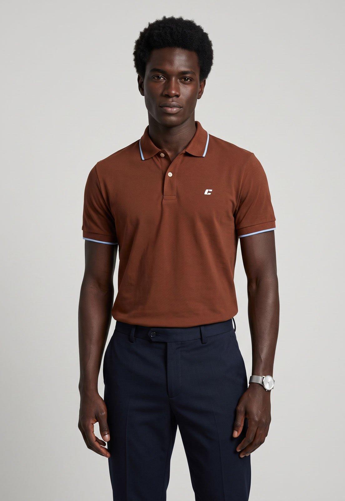 Polo Masculina Colcci Gola Clássica Marrom