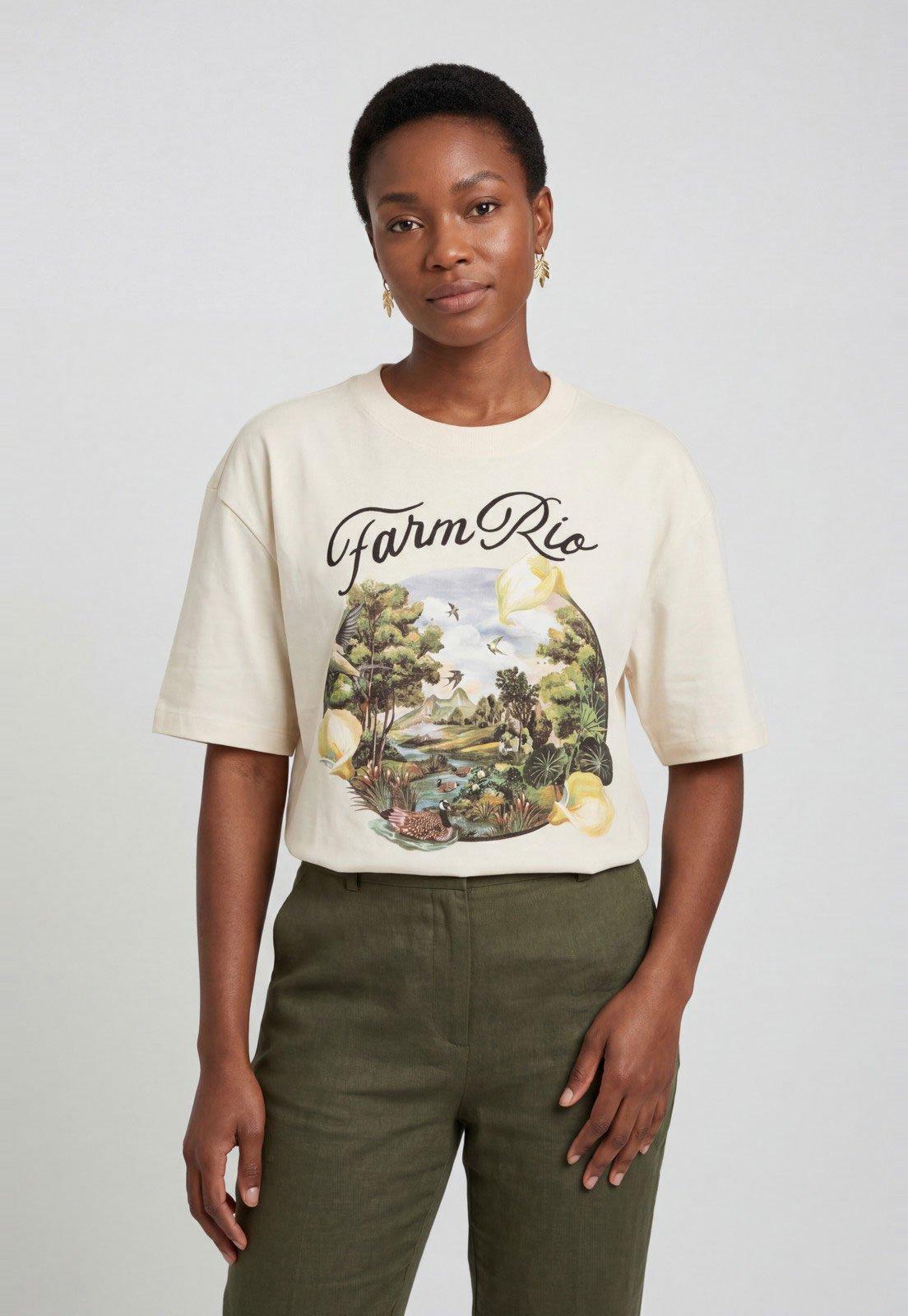 Camiseta Feminina FARM Estampa Natureza Off-White