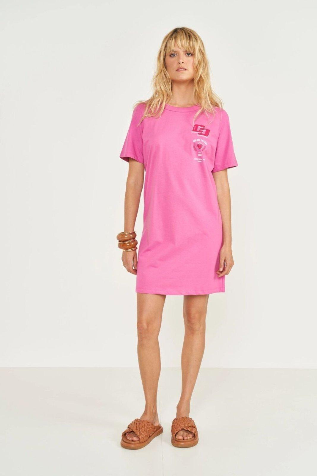 Vestido T-shirt Com Logo Colcci Rosa Mon Amour