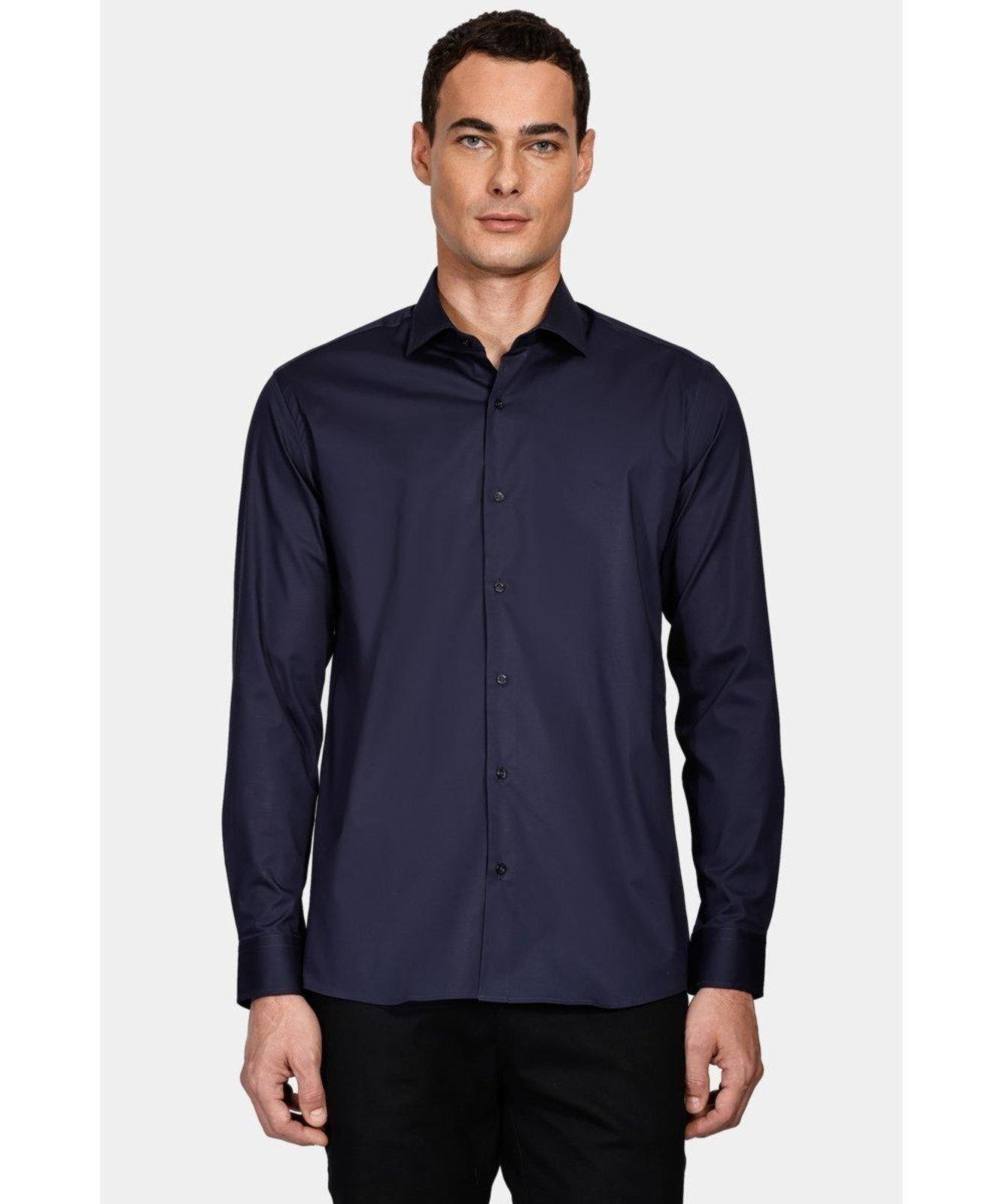 Camisa Aramis Aramis Manga Longa Slim Stretch Liso Marinho