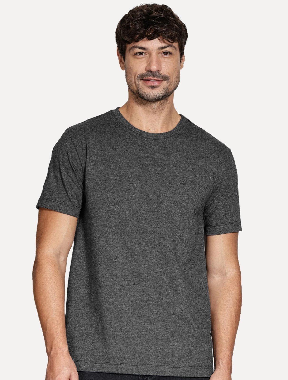 Camiseta Aramis Masculina Basic Lisa Mono Icon Preto Mescla