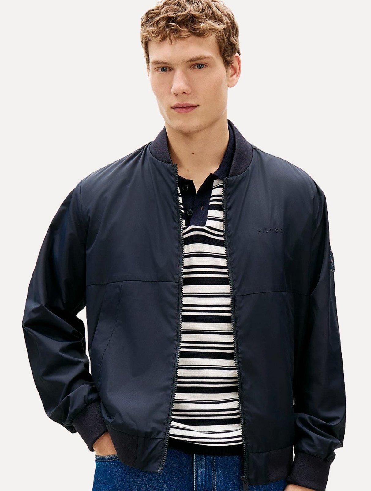 Jaqueta Tommy Hilfiger Branded Rubber Bomber Azul Marinho