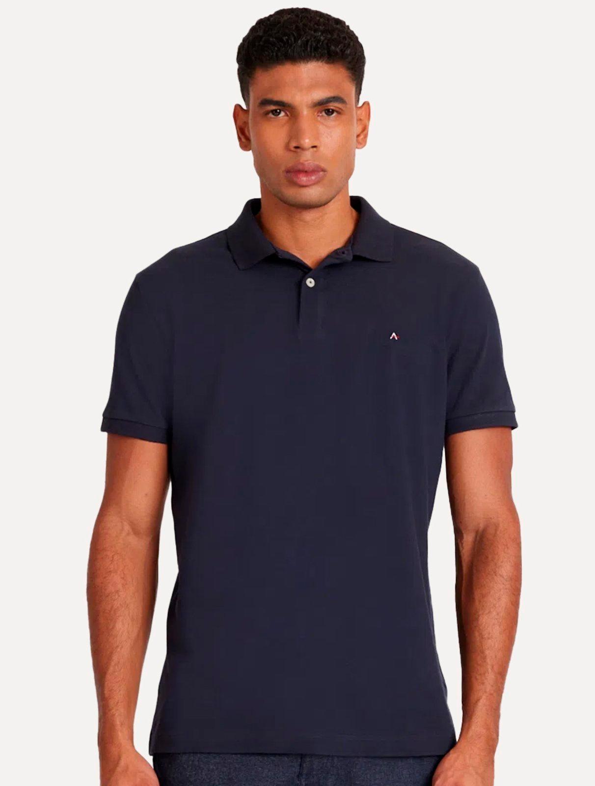 Polo Aramis Masculina Basic Piquet Azul Marinho