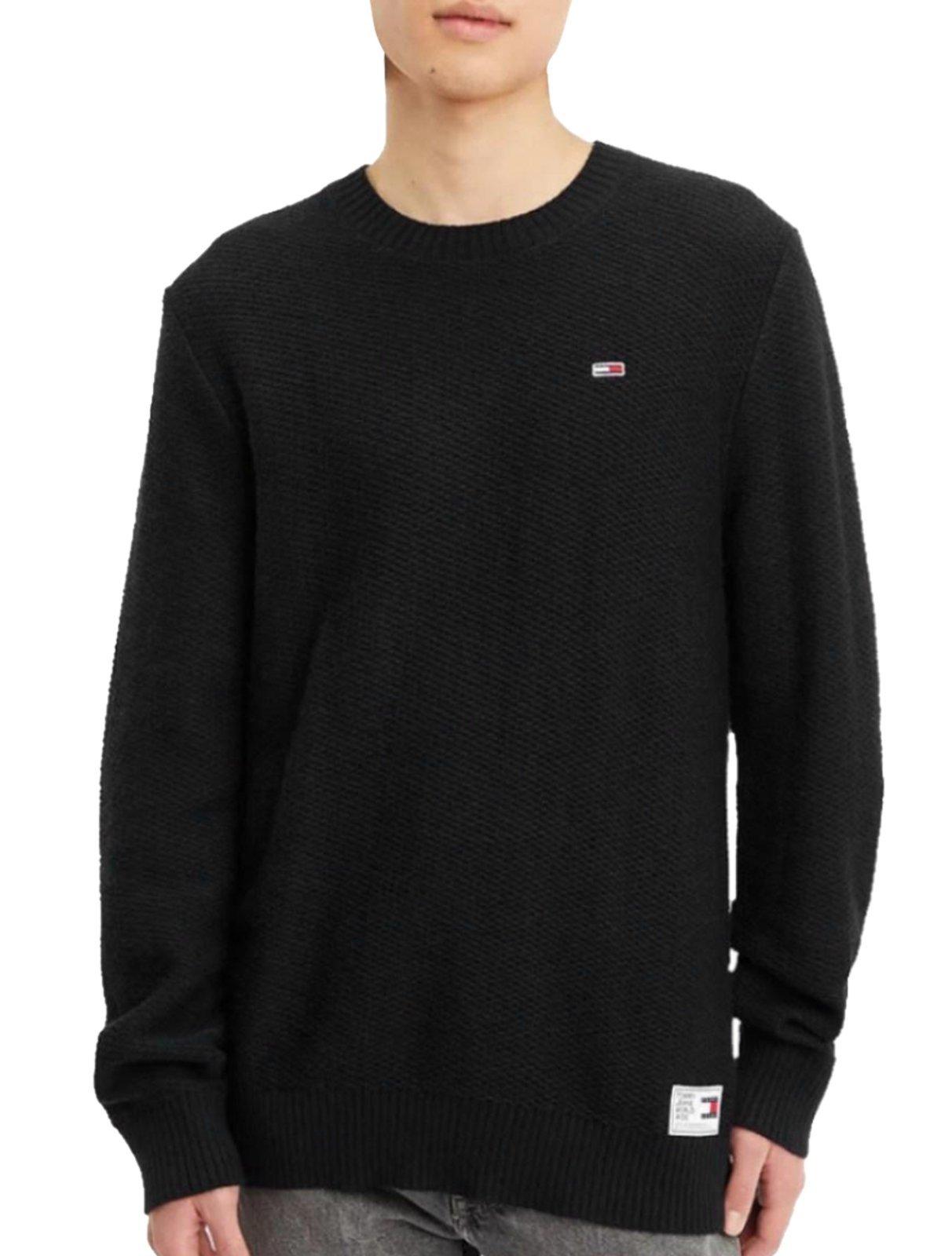 Suéter Tommy Jeans Masculino C-Neck Regular Structured Sweater Preto