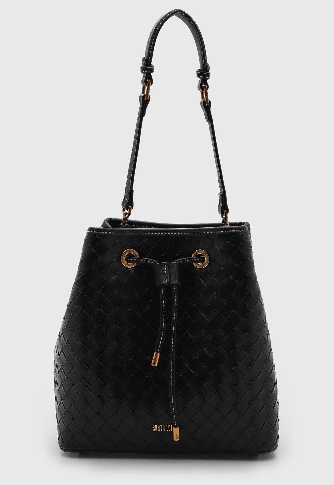 Bolsa Feminina Santa Lolla Bucket Trançada Preta