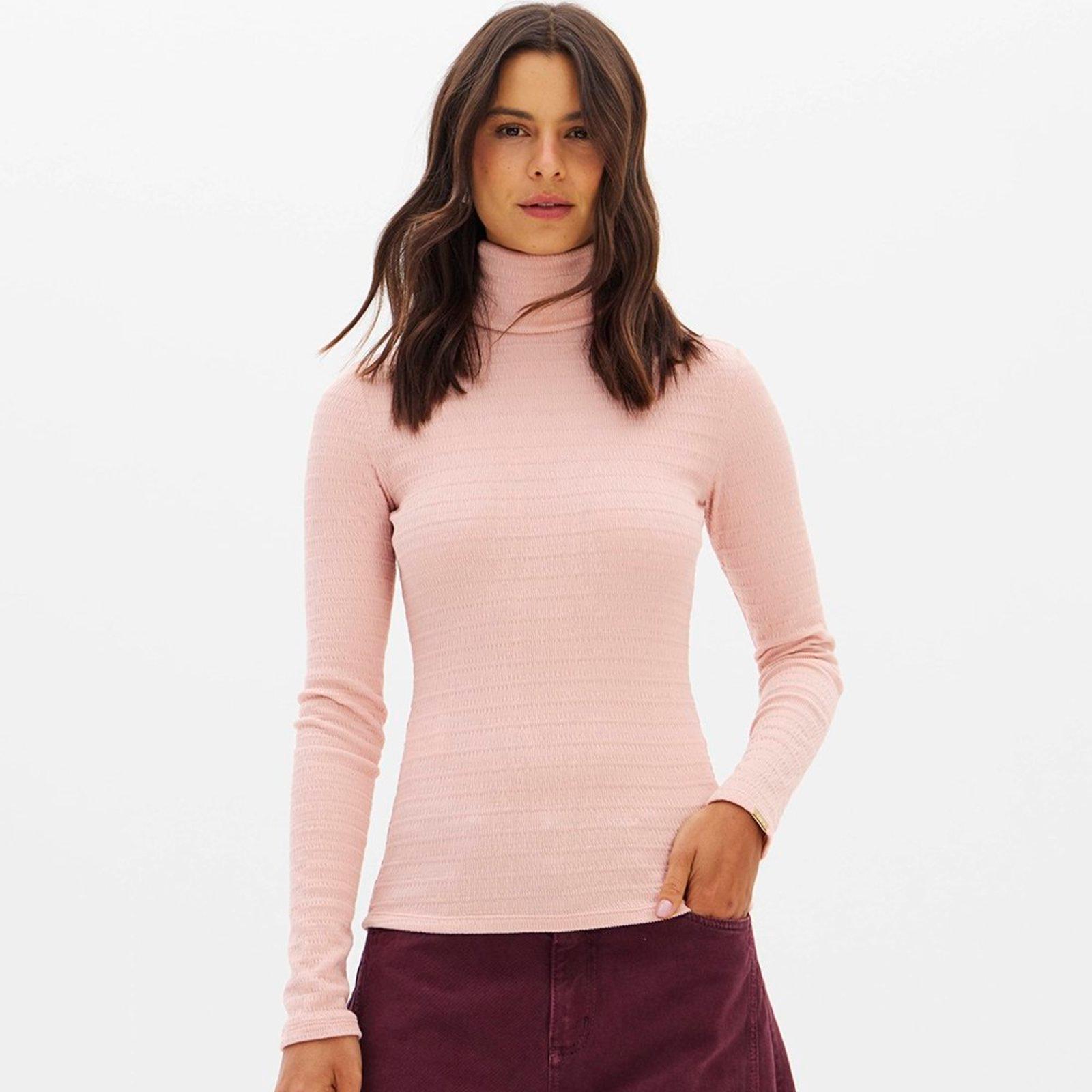 Blusa Lança Perfume Canelada Gola Alta Ml In26 Rosa Feminino