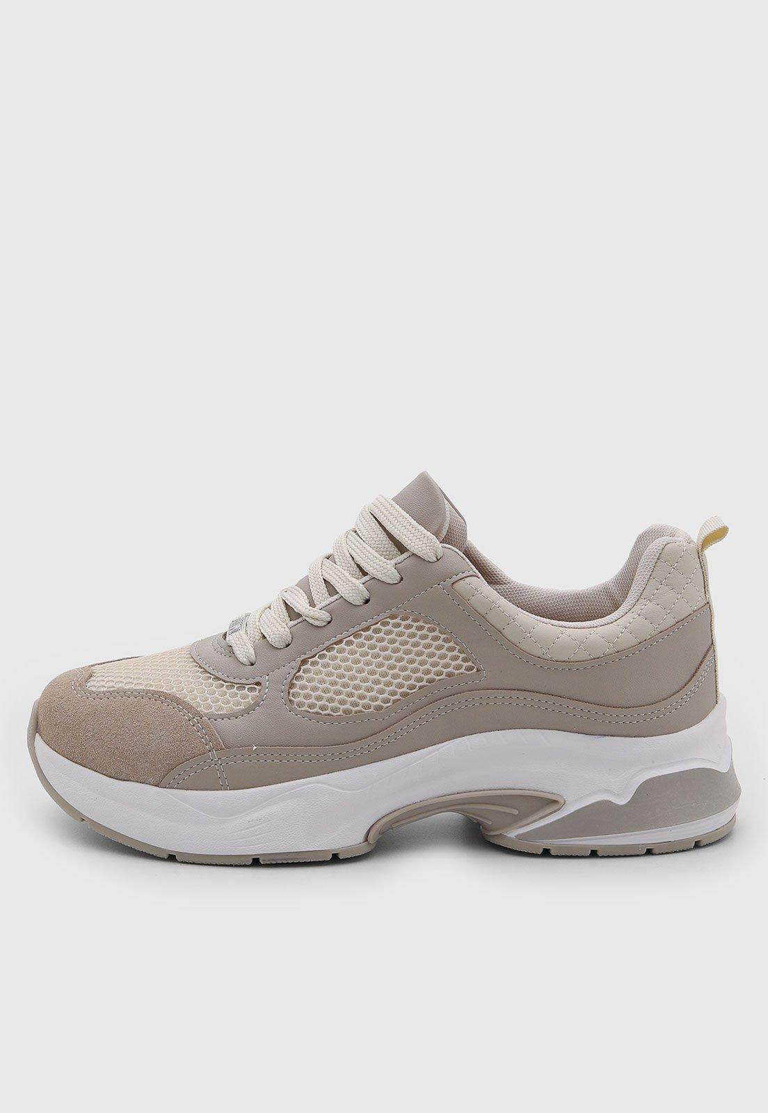 Tênis Feminino Vizzano Cano Baixo Tela Bege