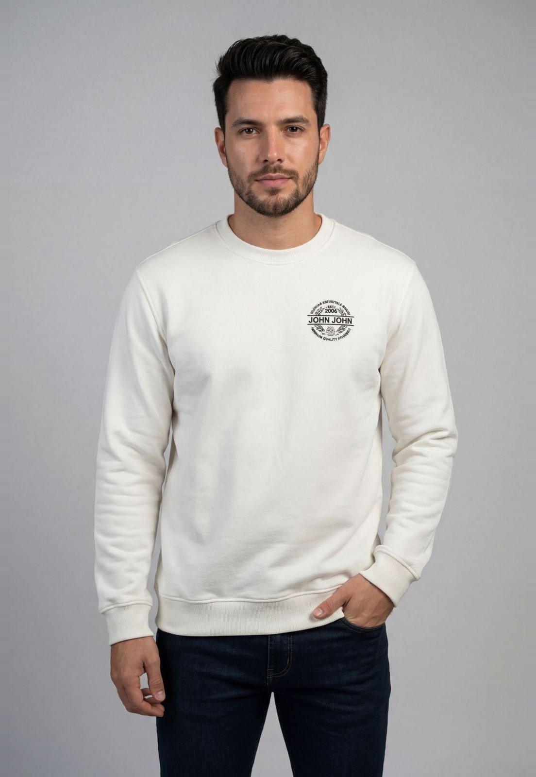 Blusa de Moletom Masculina John John Logo Off White