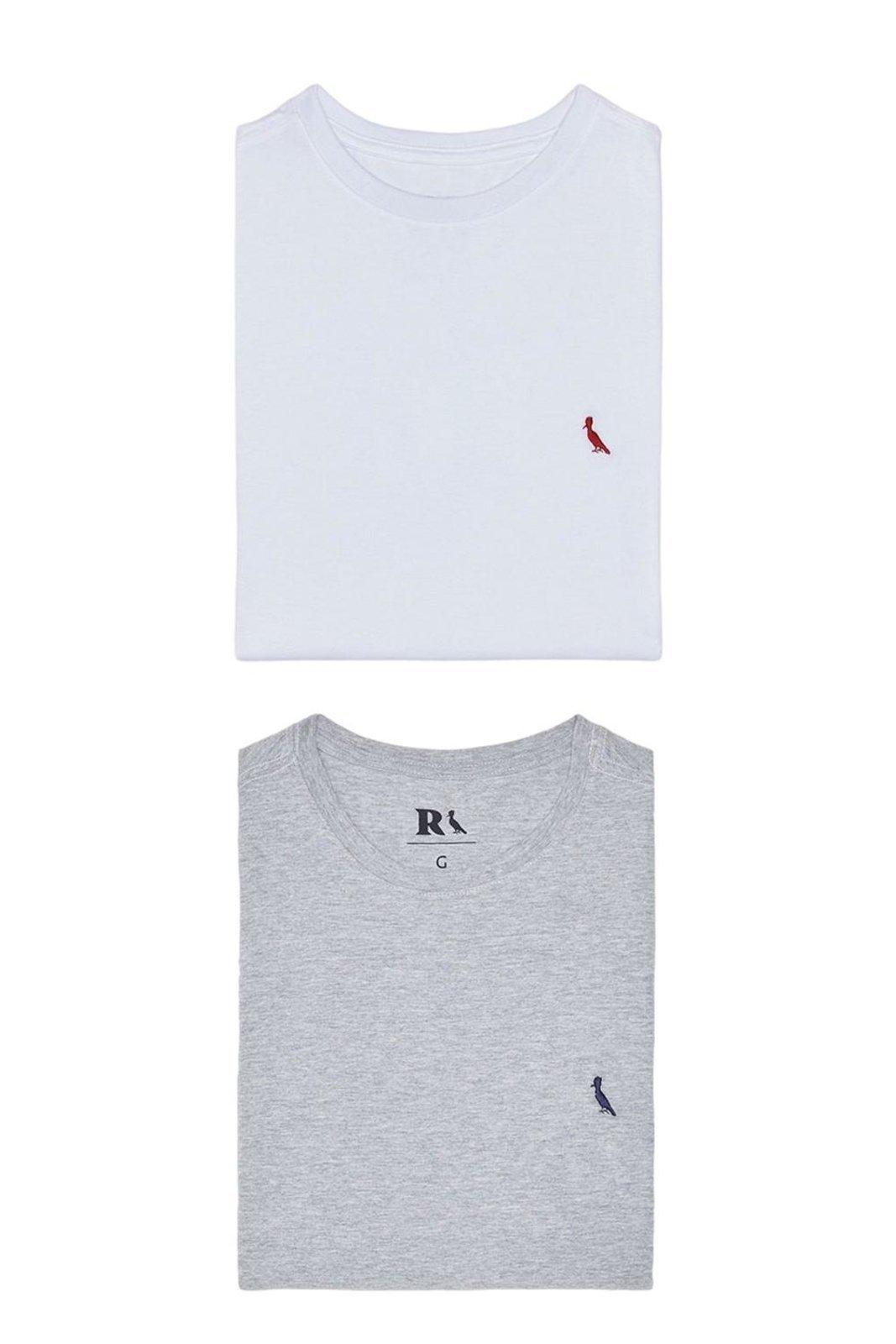 Kit 2 Camisetas Básicas Brasa E Gota Pica Pau Bordado Reserva Branco