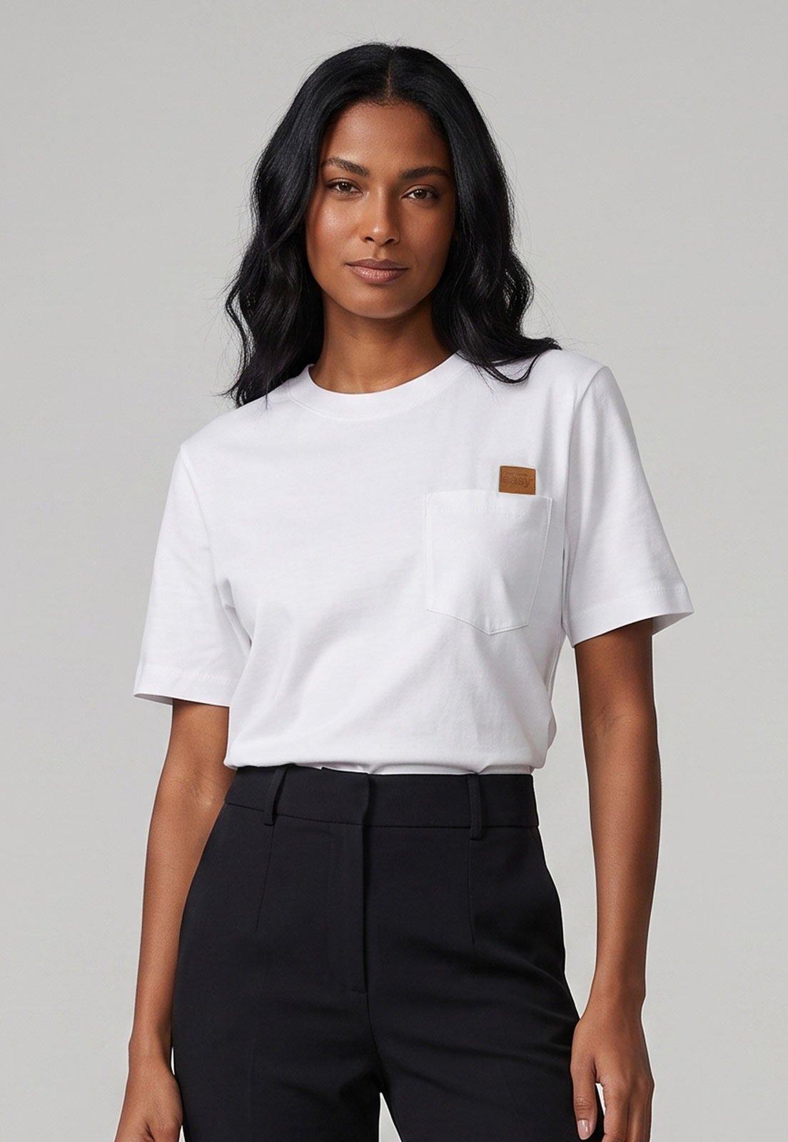 Camiseta Feminina Lança Perfume Bolso Branca