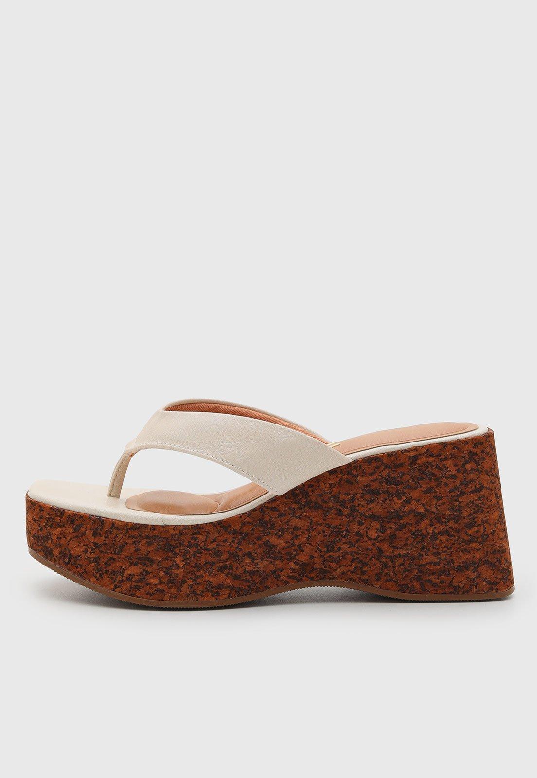 Sandália Feminina Vizzano Plataforma Salto Anabela Off-White