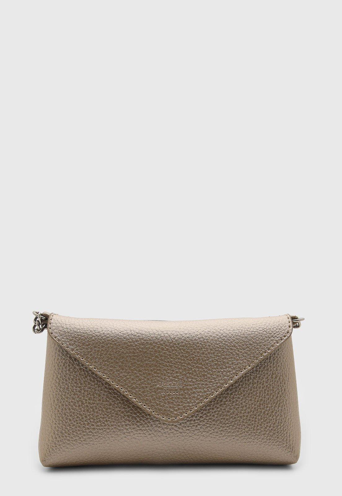 Bolsa Tiracolo Arezzo Eco Big Floater Metalizada Dourada