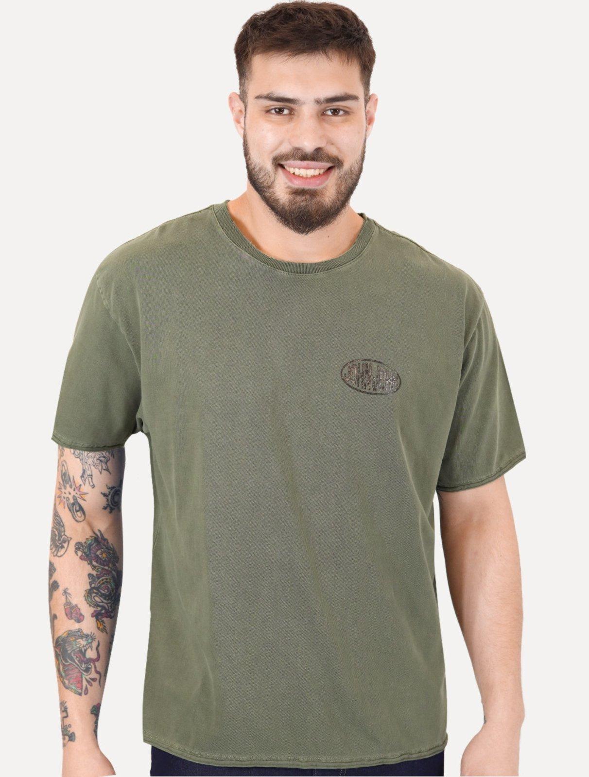 Camiseta John John Masculina Box Stoned Logo Verde Escuro