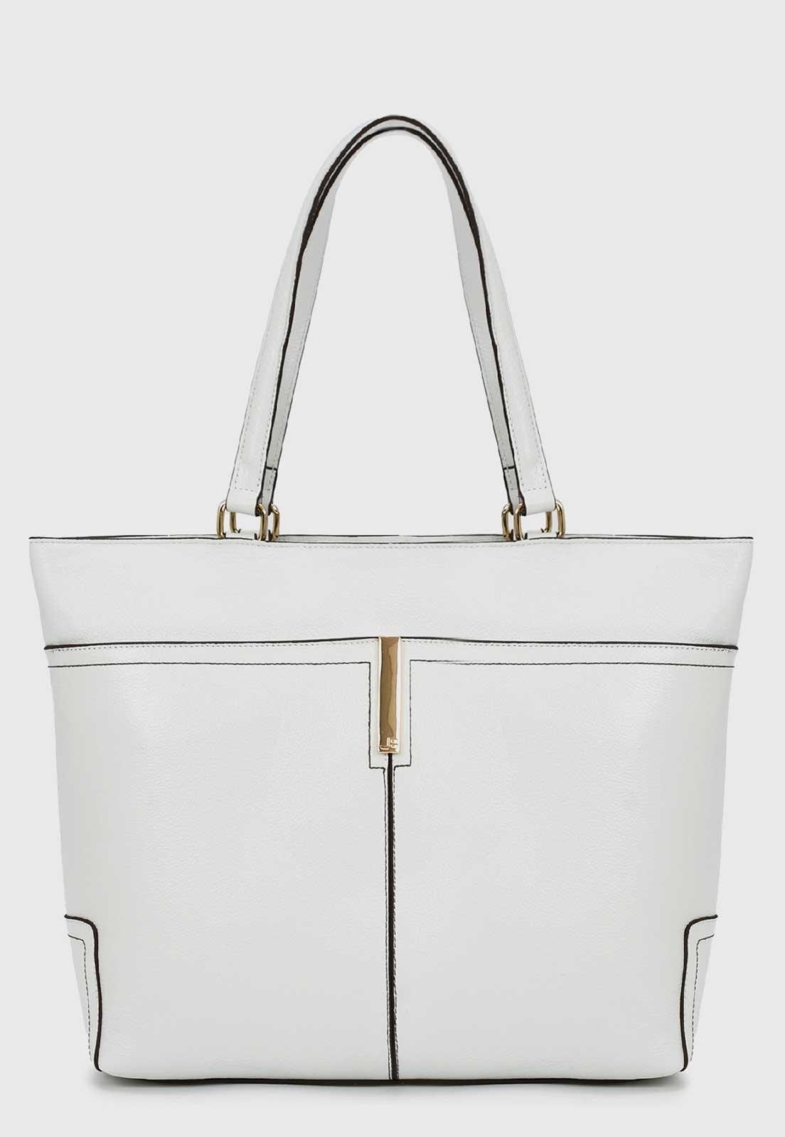 Bolsa Feminina Jorge Bischoff Retangular Couro Branca