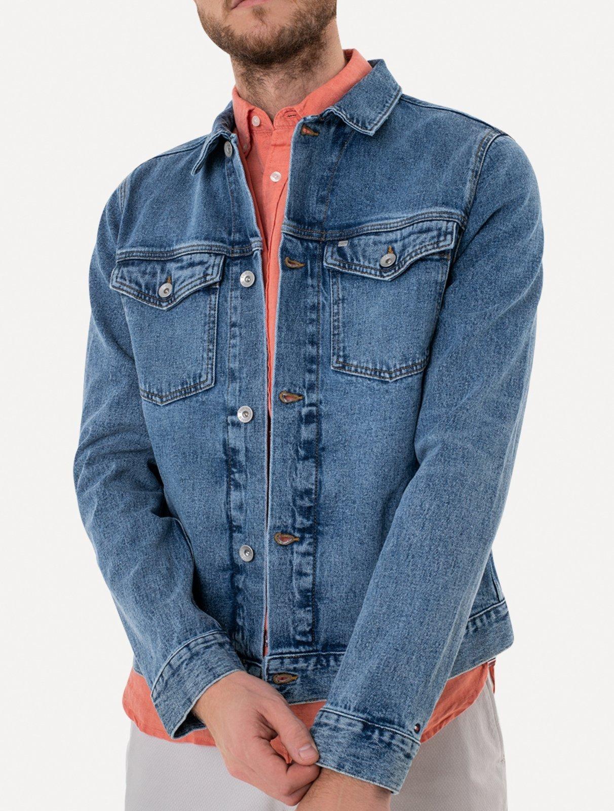 Jaqueta Tommy Hilfiger Masculina Jeans Regular Trucker Calva Blue Azul