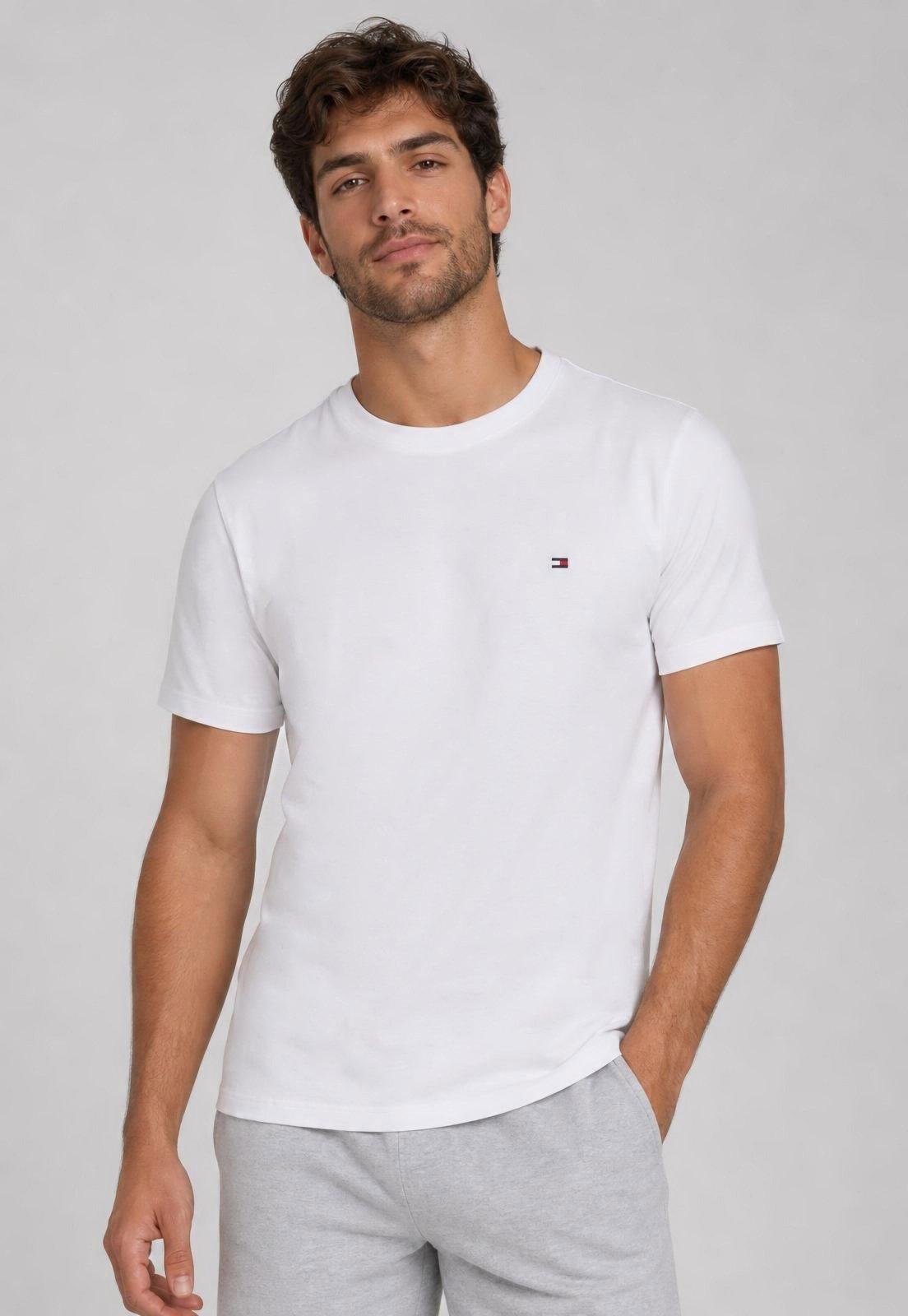 Camiseta Masculina Tommy Hilfiger Gola Redonda Branca