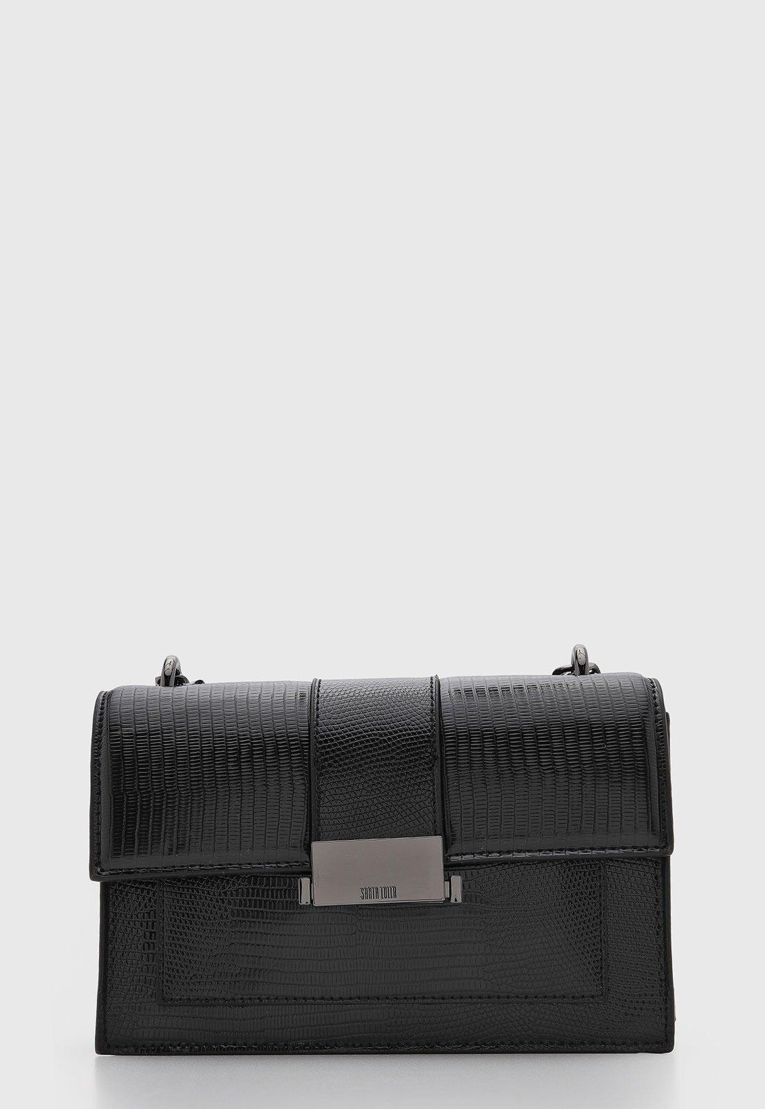 Bolsa Feminina Santa Lolla Média Texturizada Retangular Preta