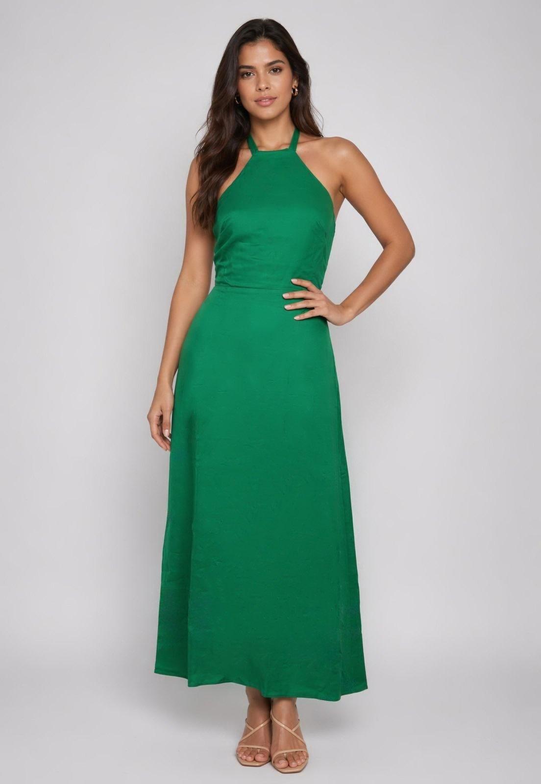 Vestido Feminino Colcci Longo Gola Halter Verde