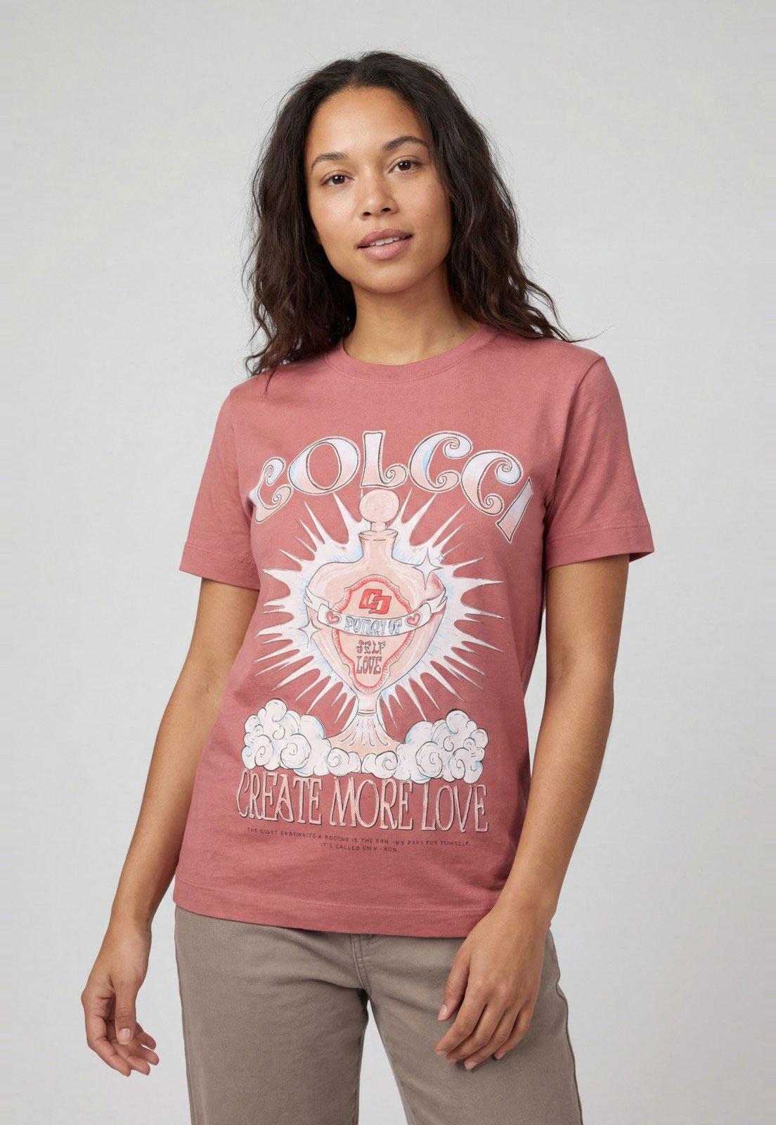 Camiseta Feminina Colcci Estampa Tipográfica Rosa