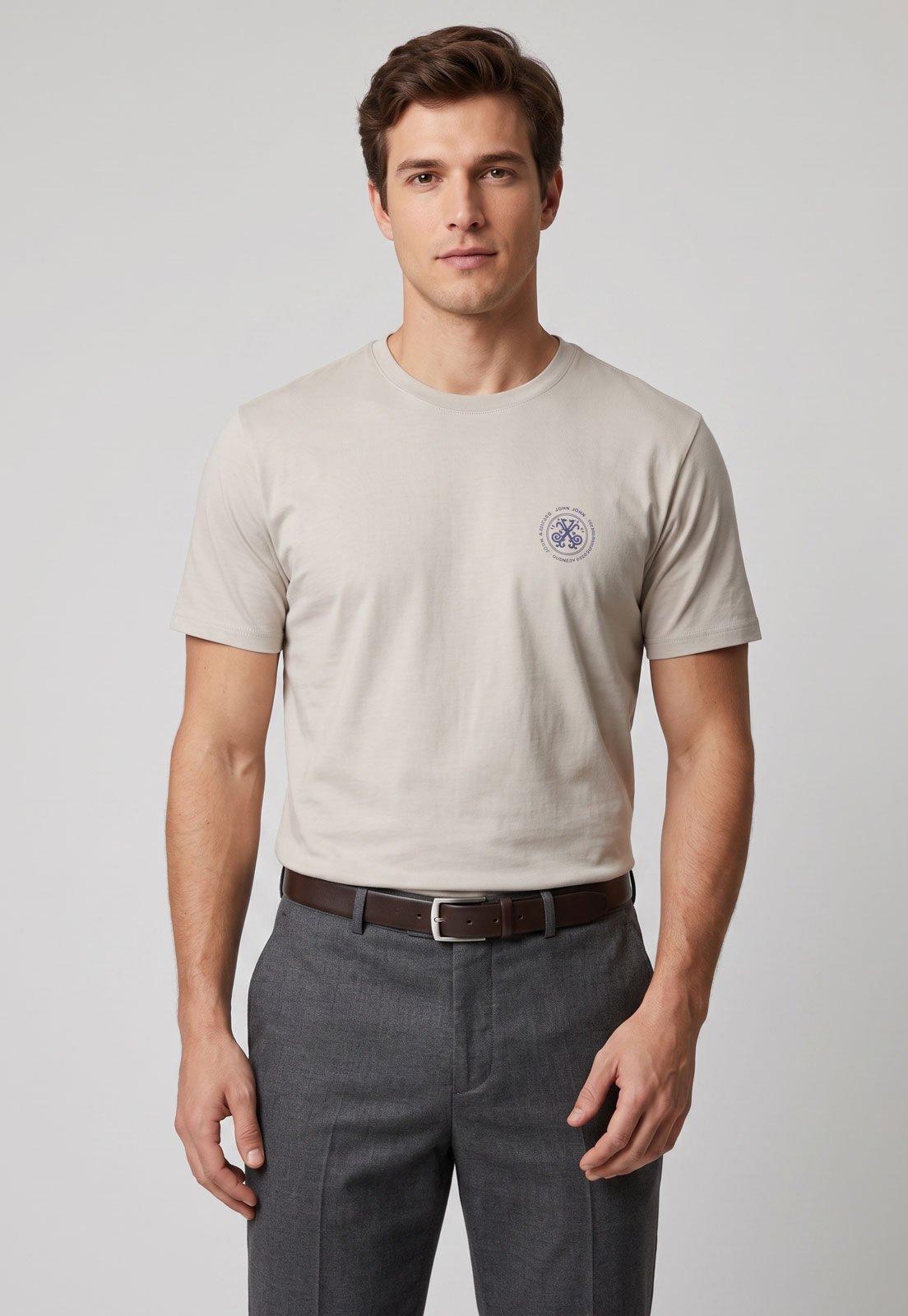 Camiseta Masculina John John Gola Redonda Bege