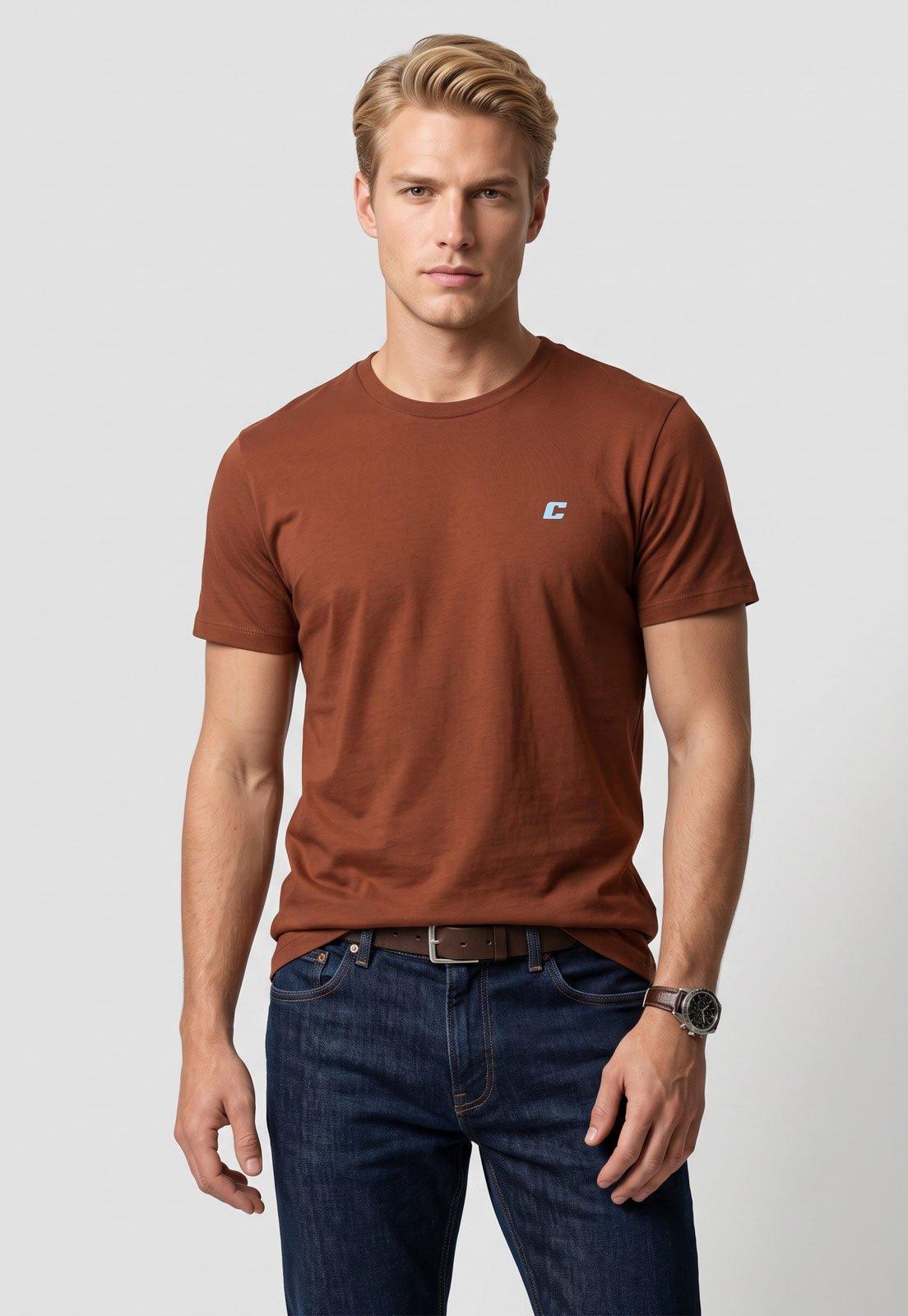 Camiseta Masculina Colcci Gola Redonda Marrom
