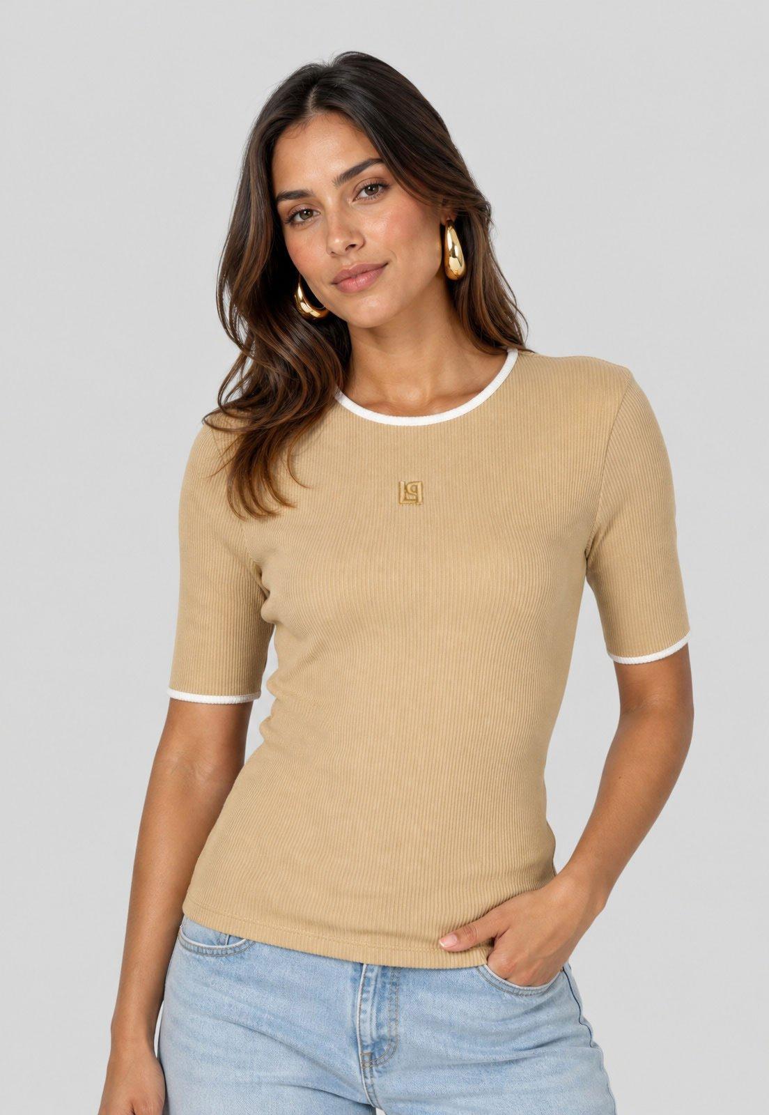 Blusa Feminina Lança Perfume Ribana Bege