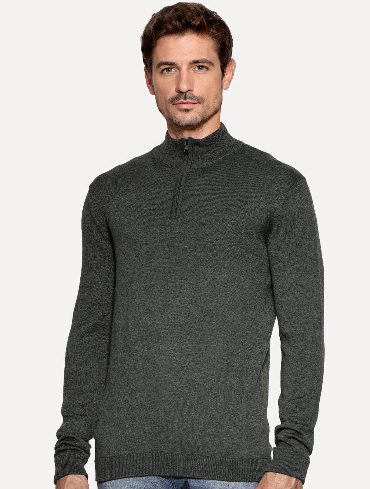 Blusa Aramis Masculina Tricot Gola Alta Half Zip Surton Grafite