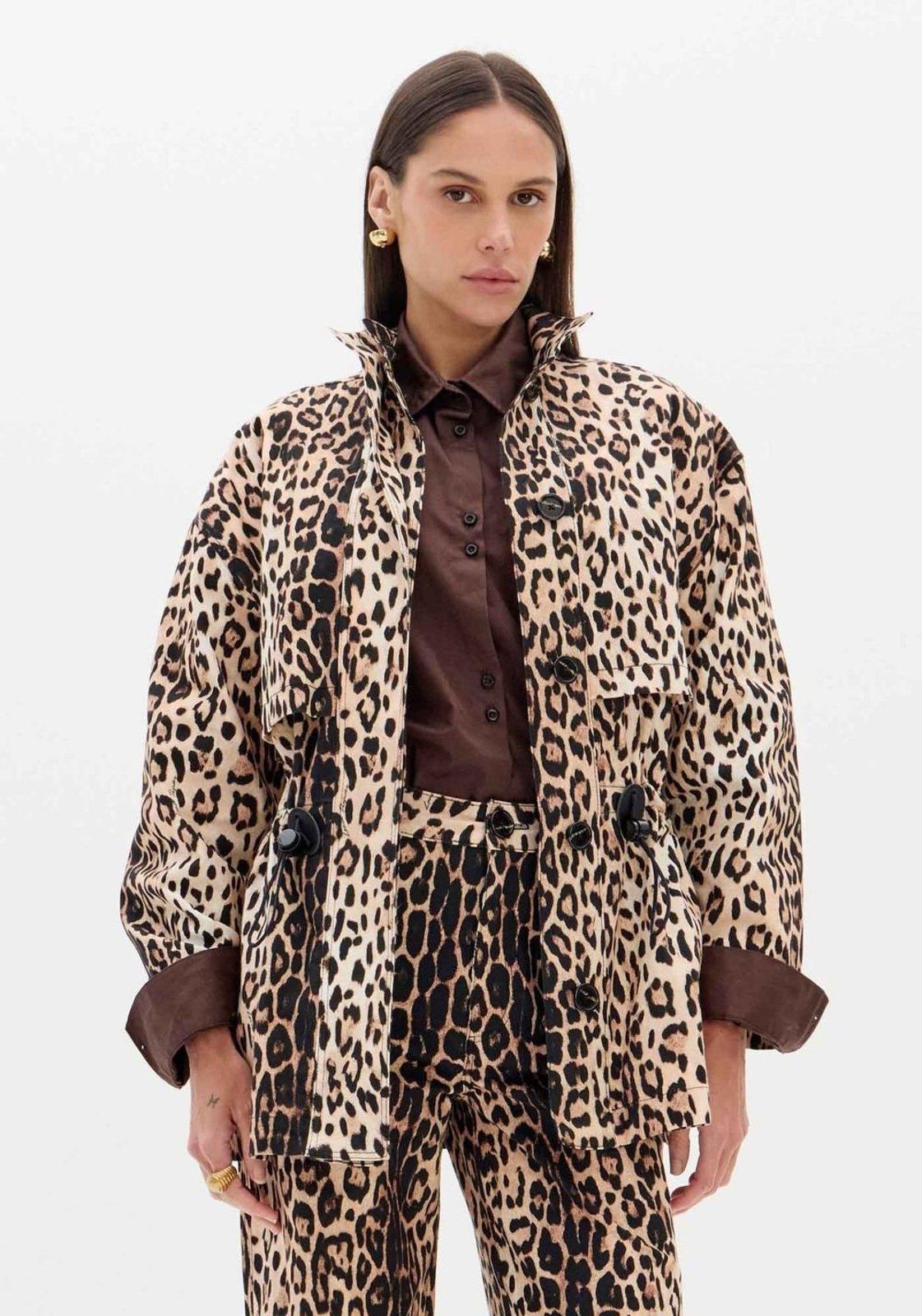 Parka Oversized Sarja Animal Print Lança Perfume
